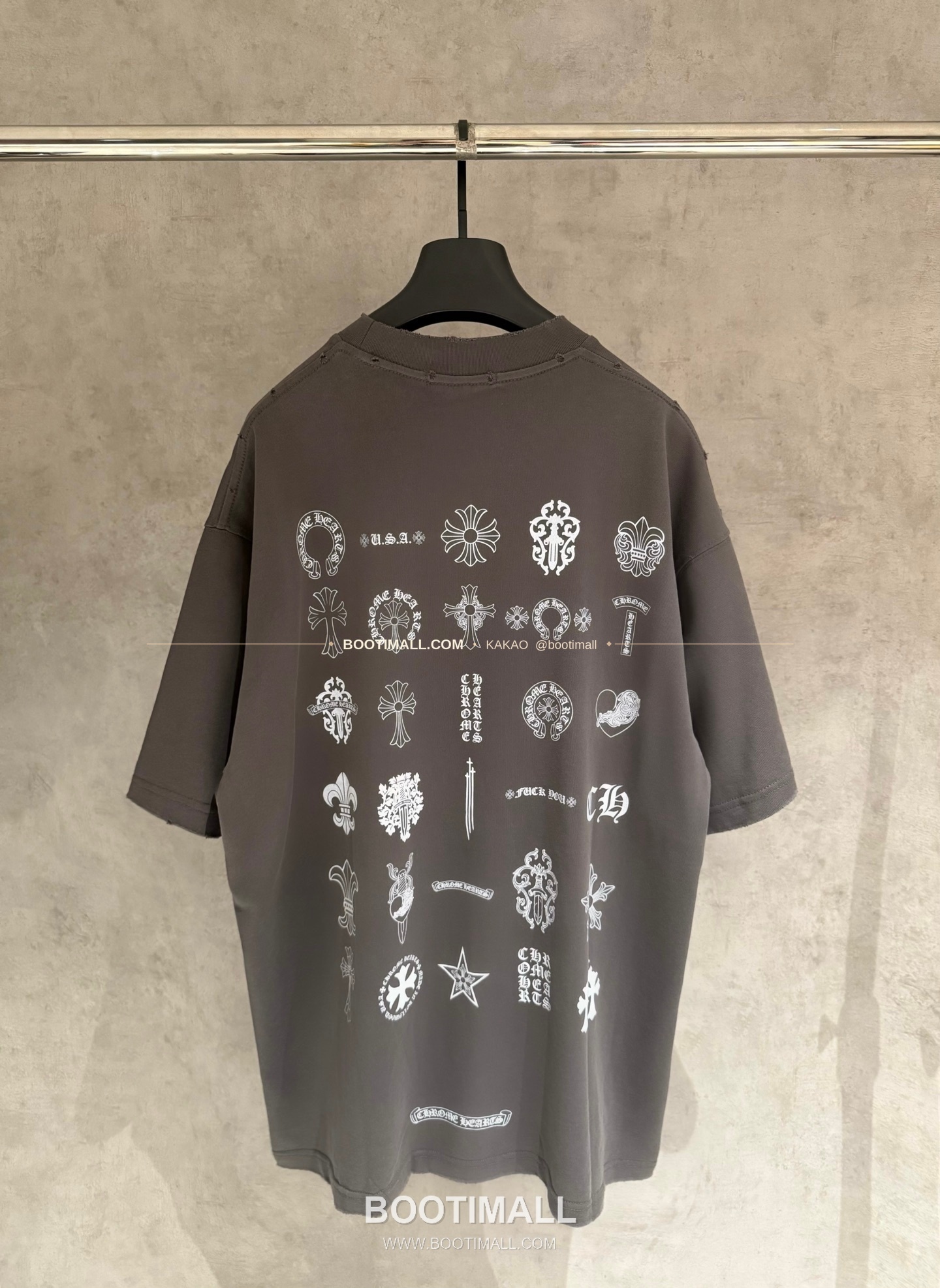 크롬하츠 헤비코튼 프린트 디스트로이드 루즈핏 블랙 반팔 티셔츠 Chrome Hearts Heavy Cotton Printed Distressed Loose Fit Black T-Shirt C11 2