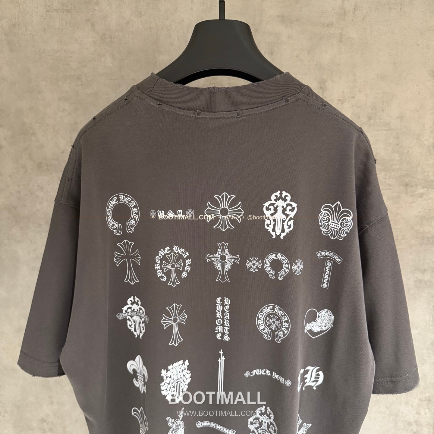 크롬하츠 헤비코튼 프린트 디스트로이드 루즈핏 블랙 반팔 티셔츠 Chrome Hearts Heavy Cotton Printed Distressed Loose Fit Black T-Shirt C11 4