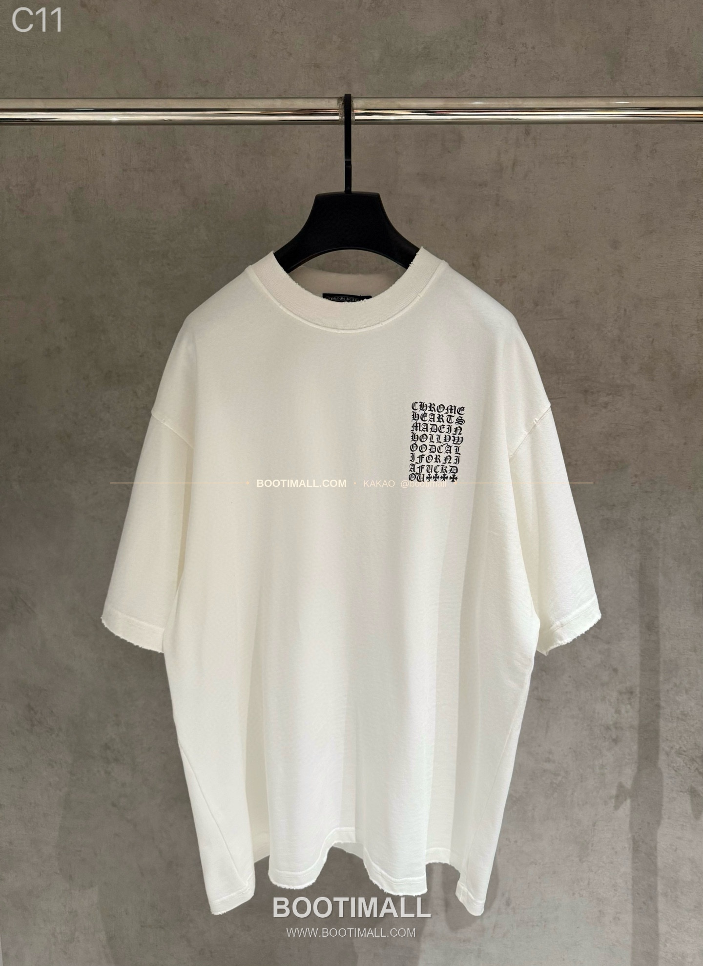 크롬하츠 헤비코튼 프린트 디스트로이드 루즈핏 블랙 반팔 티셔츠 Chrome Hearts Heavy Cotton Printed Distressed Loose Fit Black T-Shirt C11 1