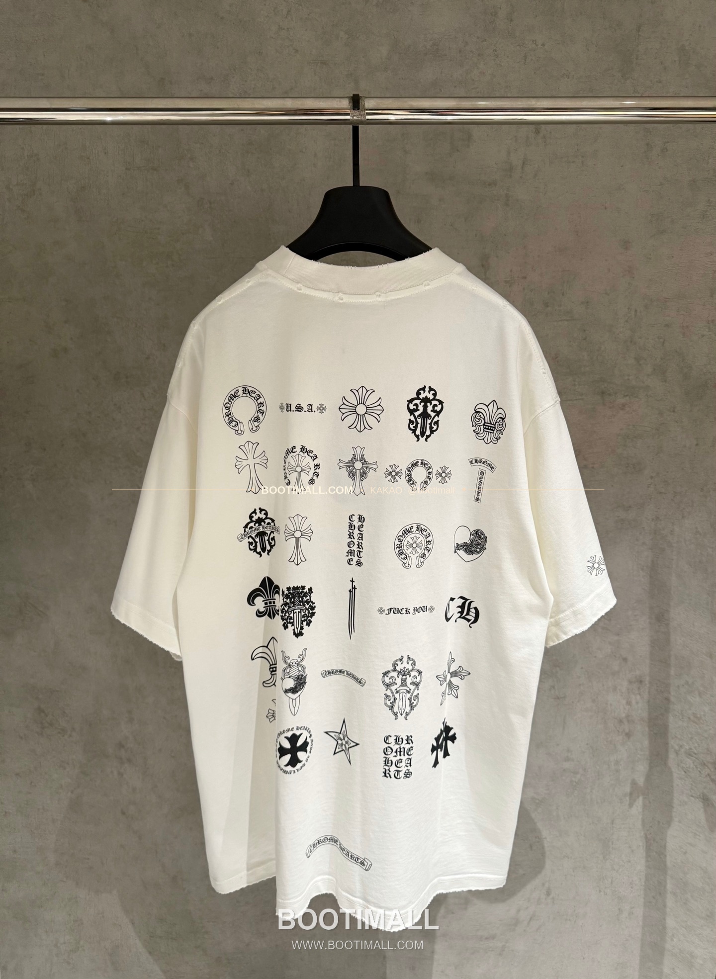 크롬하츠 헤비코튼 프린트 디스트로이드 루즈핏 블랙 반팔 티셔츠 Chrome Hearts Heavy Cotton Printed Distressed Loose Fit Black T-Shirt C11 2