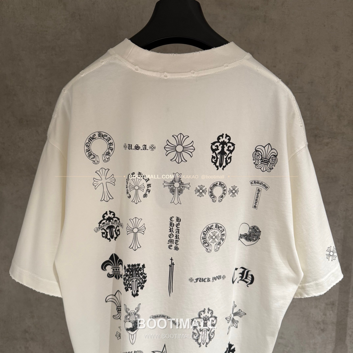 크롬하츠 헤비코튼 프린트 디스트로이드 루즈핏 블랙 반팔 티셔츠 Chrome Hearts Heavy Cotton Printed Distressed Loose Fit Black T-Shirt C11 4