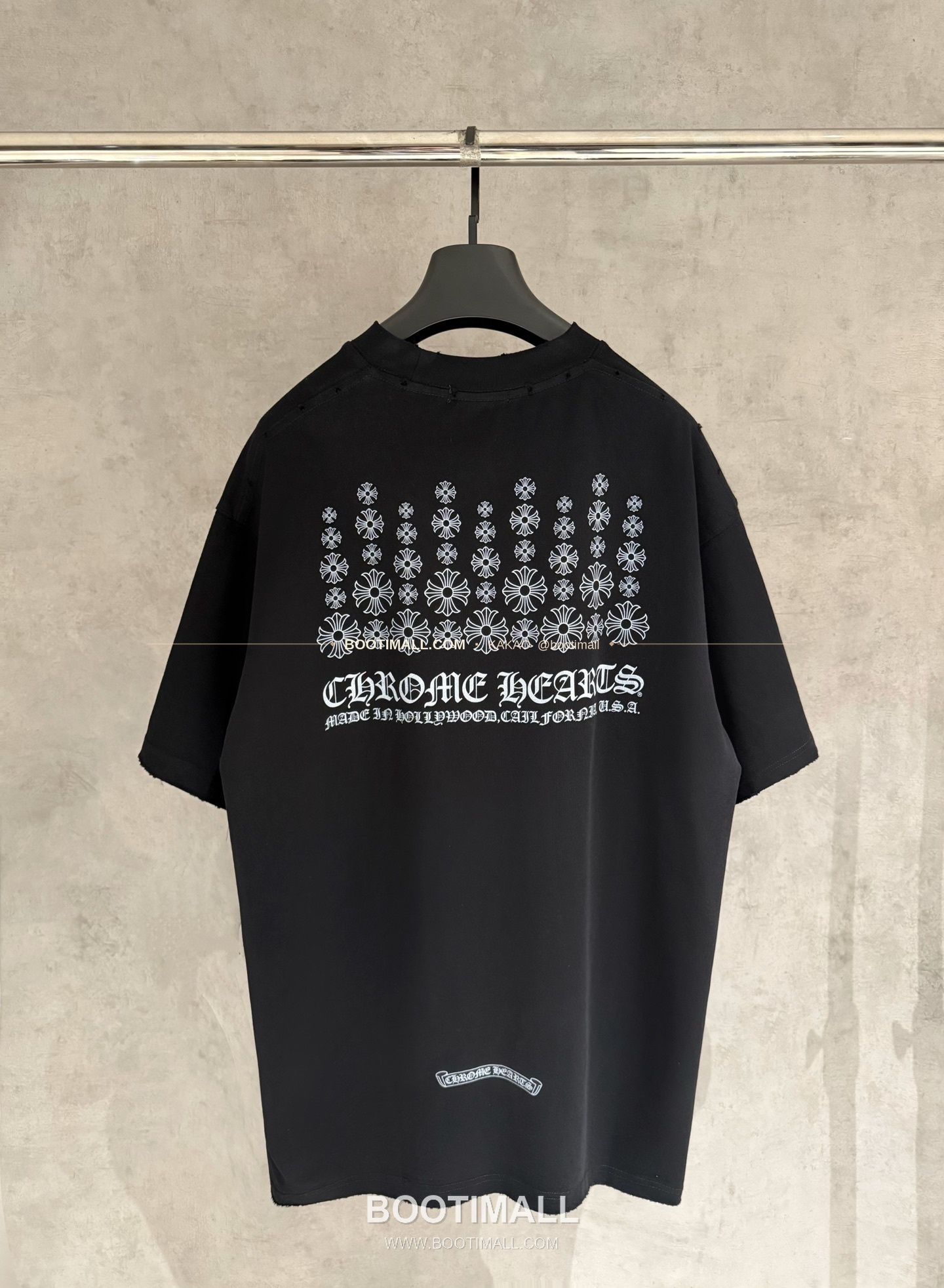 크롬하츠 헤비코튼 프린트 디스트로이드 루즈핏 블랙 반팔 티셔츠 Chrome Hearts Heavy Cotton Printed Distressed Loose Fit Black T-Shirt K126 2