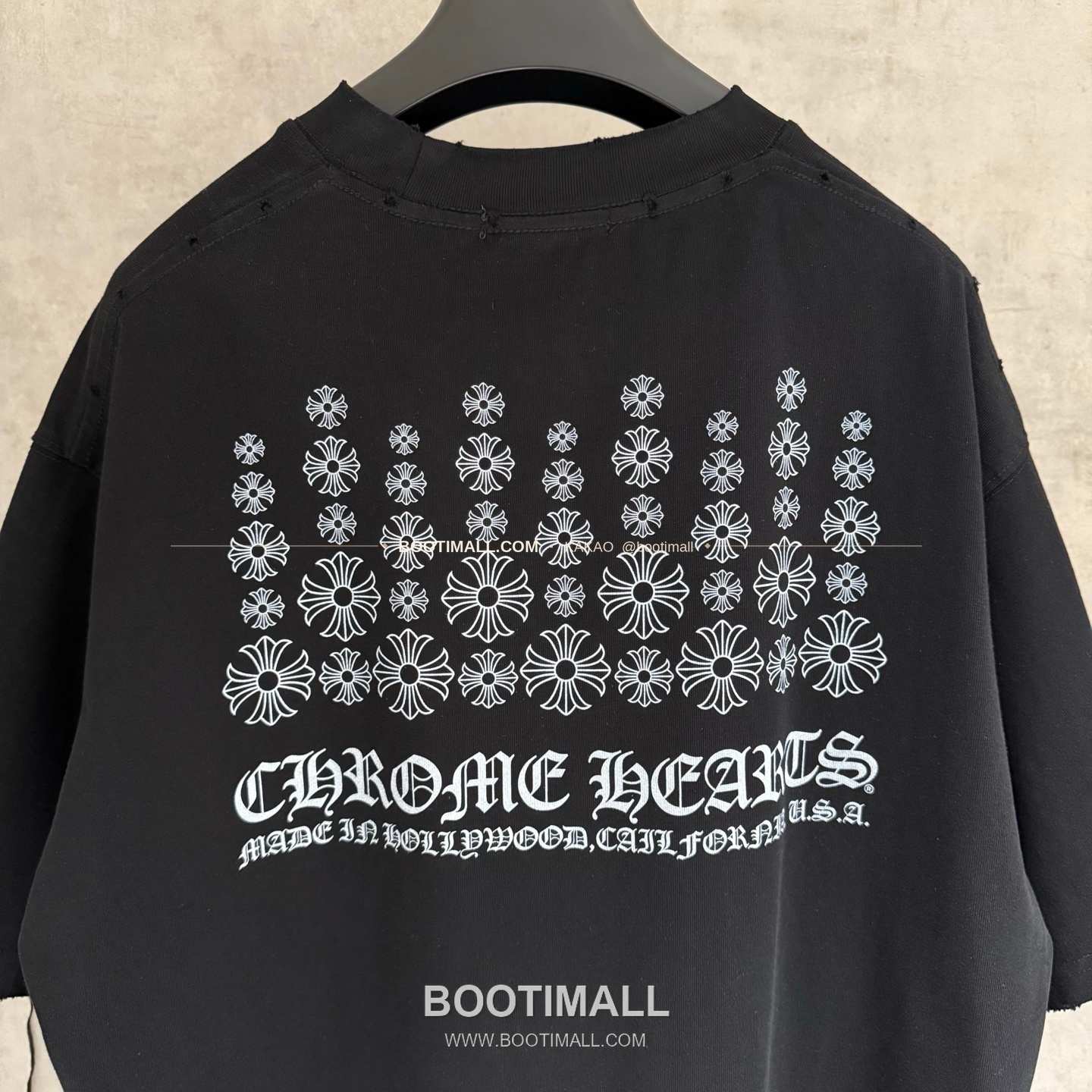 크롬하츠 헤비코튼 프린트 디스트로이드 루즈핏 블랙 반팔 티셔츠 Chrome Hearts Heavy Cotton Printed Distressed Loose Fit Black T-Shirt K126 4