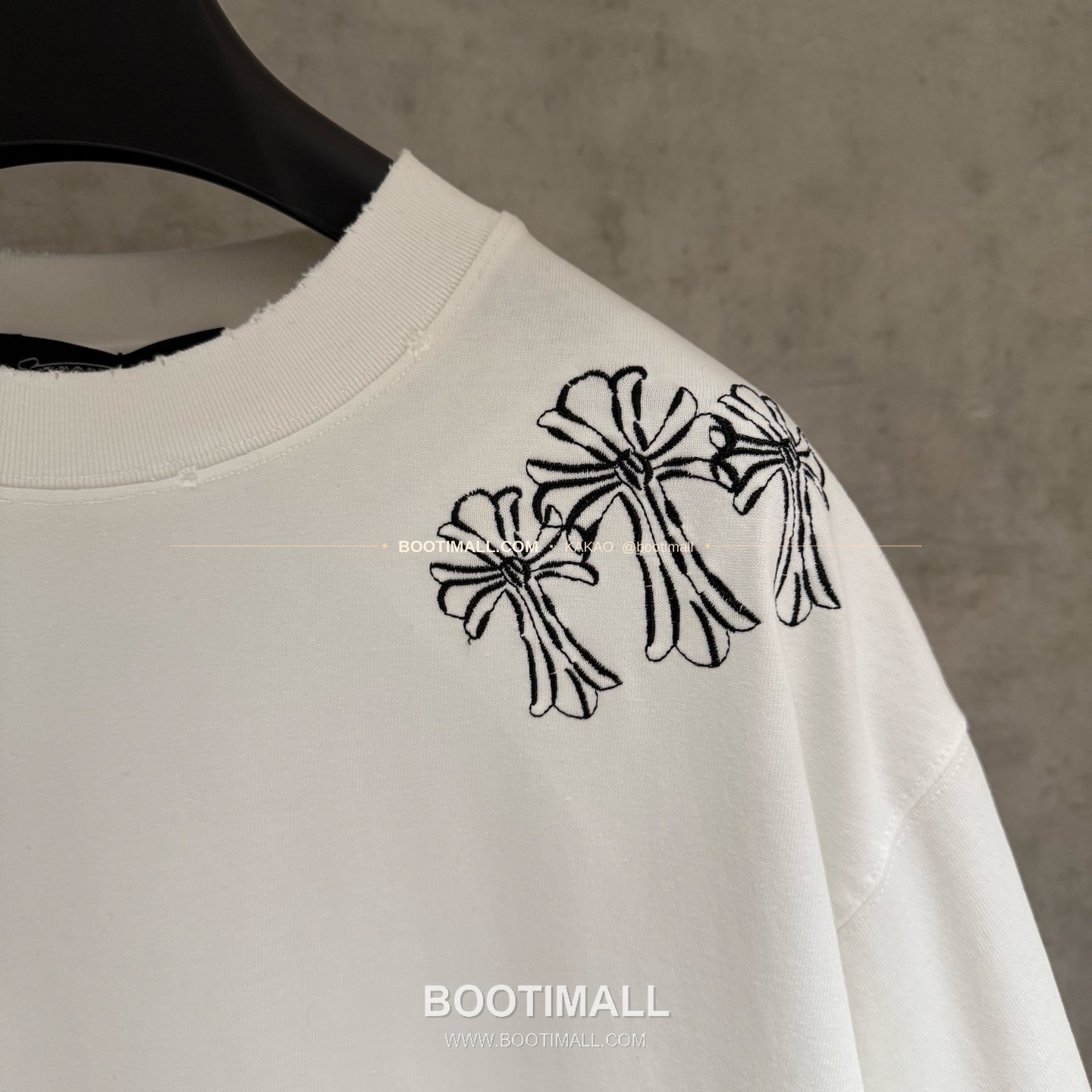 크롬하츠 헤비코튼 자수 디스트로이드 루즈핏 블랙 반팔 티셔츠 Chrome Hearts Heavy Cotton Embroidered Distressed Loose Fit Black T-Shirt K204 5