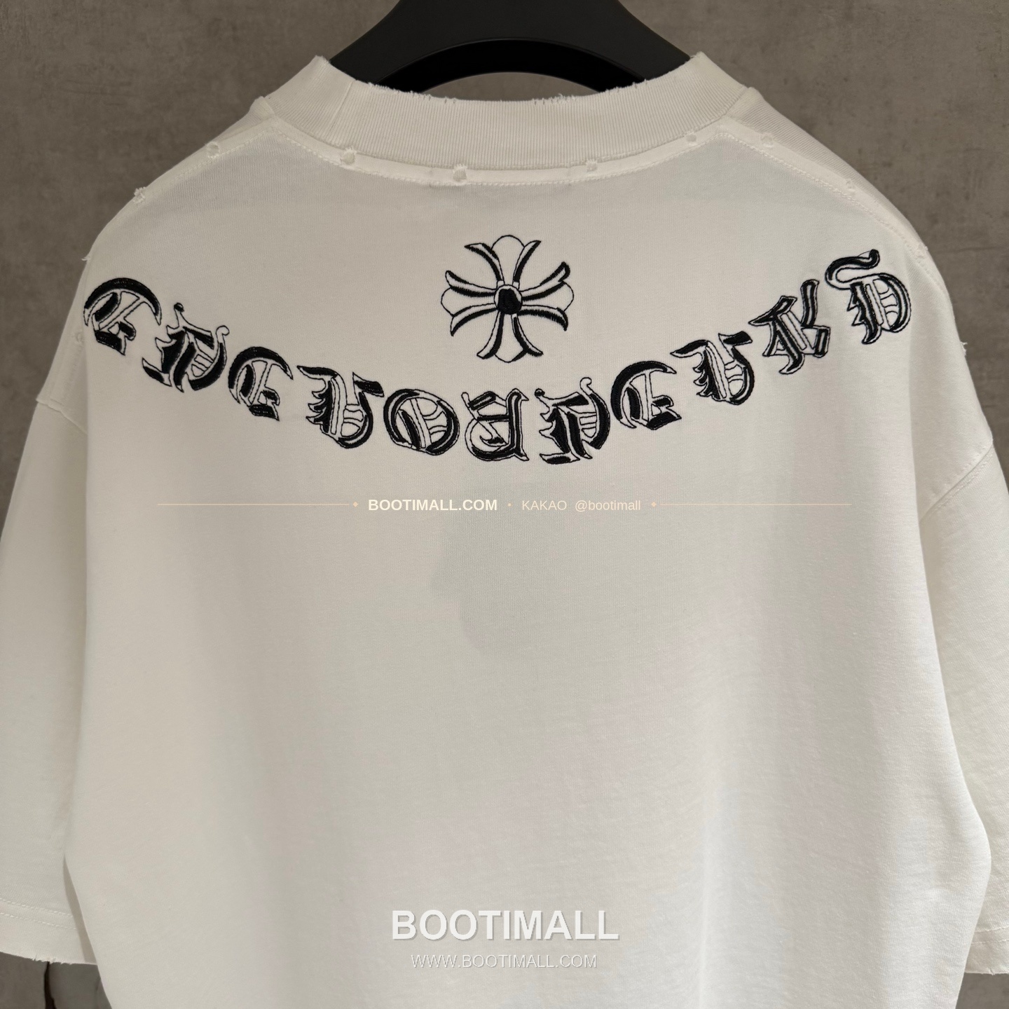 크롬하츠 헤비코튼 자수 디스트로이드 루즈핏 블랙 반팔 티셔츠 Chrome Hearts Heavy Cotton Embroidered Distressed Loose Fit Black T-Shirt K204 7