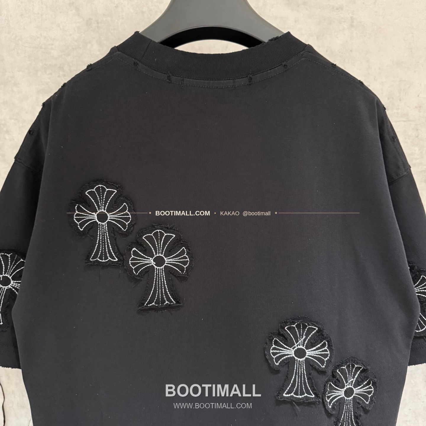 크롬하츠 헤비코튼 자수 디스트로이드 루즈핏 블랙 반팔 티셔츠 Chrome Hearts Heavy Cotton Embroidered Distressed Loose Fit Black T-Shirt K200 5