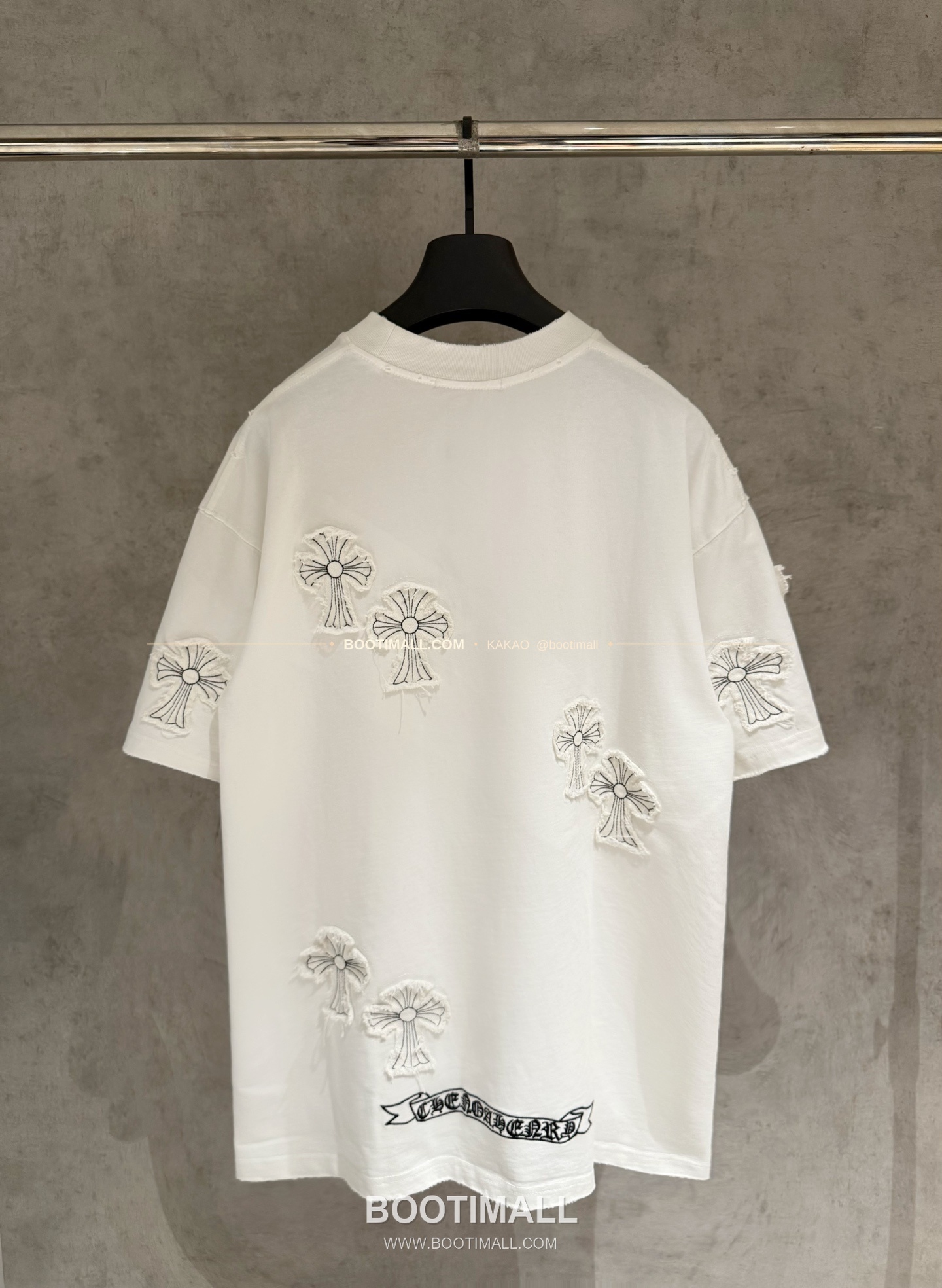 크롬하츠 헤비코튼 자수 디스트로이드 루즈핏 블랙 반팔 티셔츠 Chrome Hearts Heavy Cotton Embroidered Distressed Loose Fit Black T-Shirt K200 2