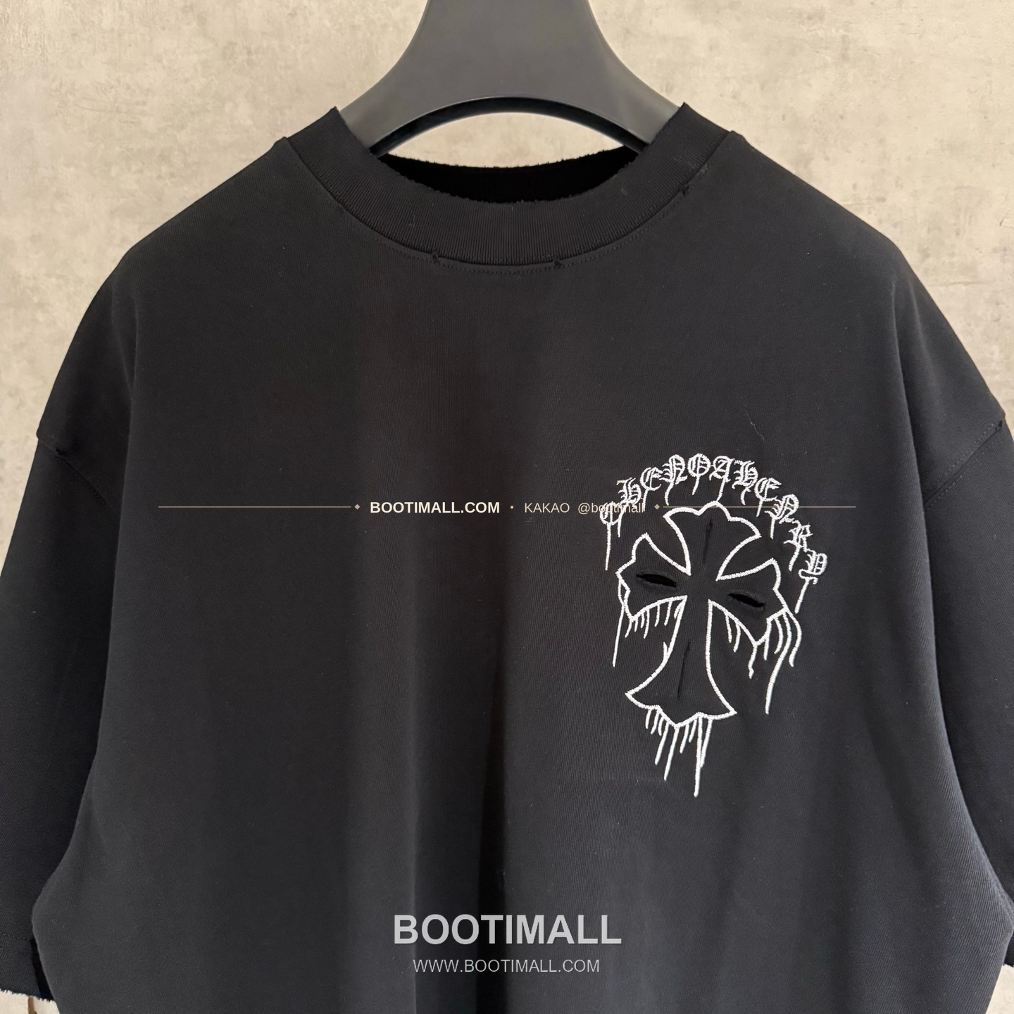 크롬하츠 헤비코튼 자수 디스트로이드 루즈핏 블랙 반팔 티셔츠 Chrome Hearts Heavy Cotton Embroidered Distressed Loose Fit Black T-Shirt K210 3