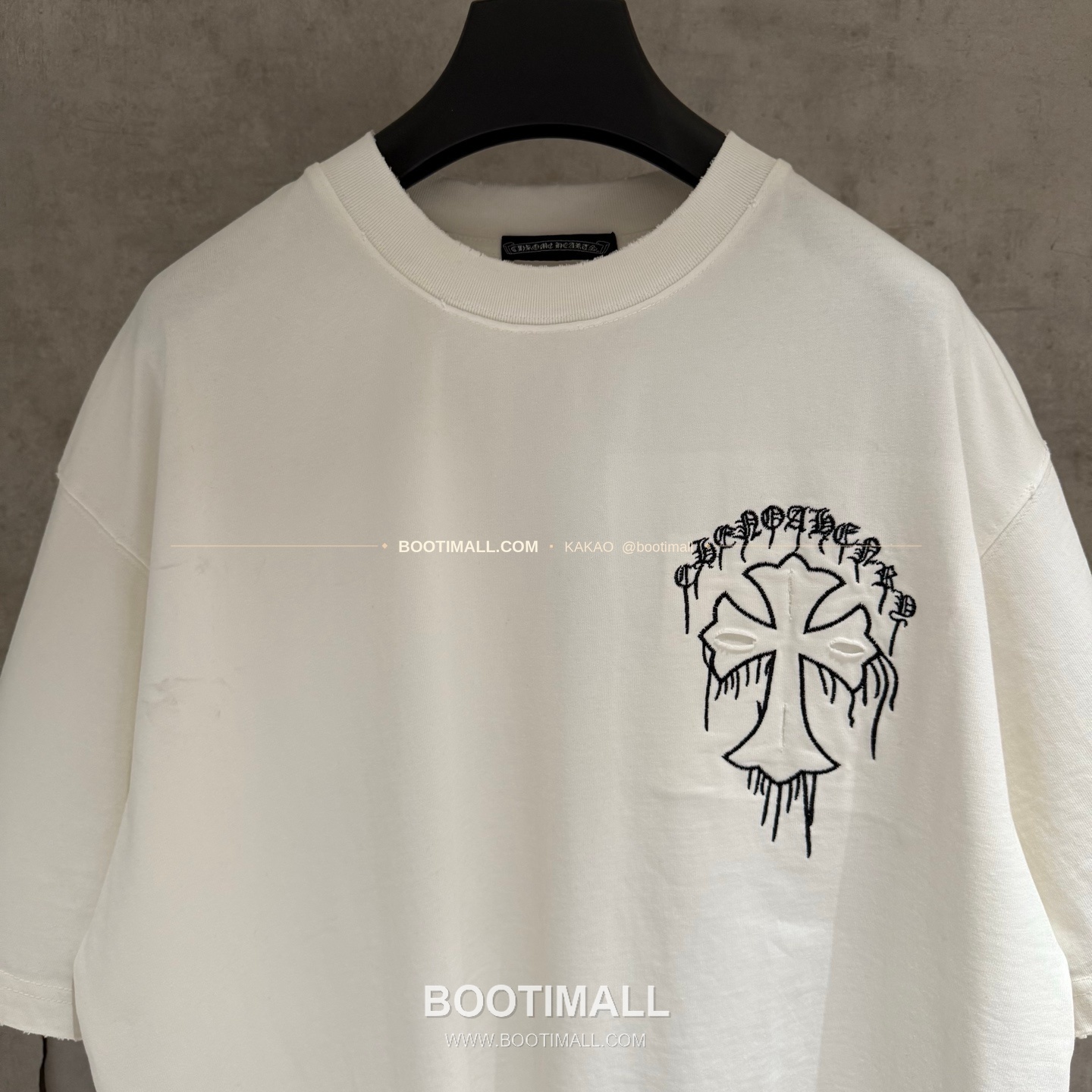 크롬하츠 헤비코튼 자수 디스트로이드 루즈핏 블랙 반팔 티셔츠 Chrome Hearts Heavy Cotton Embroidered Distressed Loose Fit Black T-Shirt K210 3