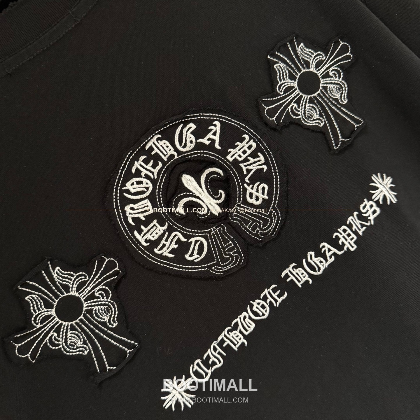 크롬하츠 2026SS 헤비코튼 자수 디스트로이드 루즈핏 블랙 반팔 티셔츠 Chrome Hearts 2026 SS Heavy Cotton Embroidered Distressed Loose Fit Black T-Shirt K216 7