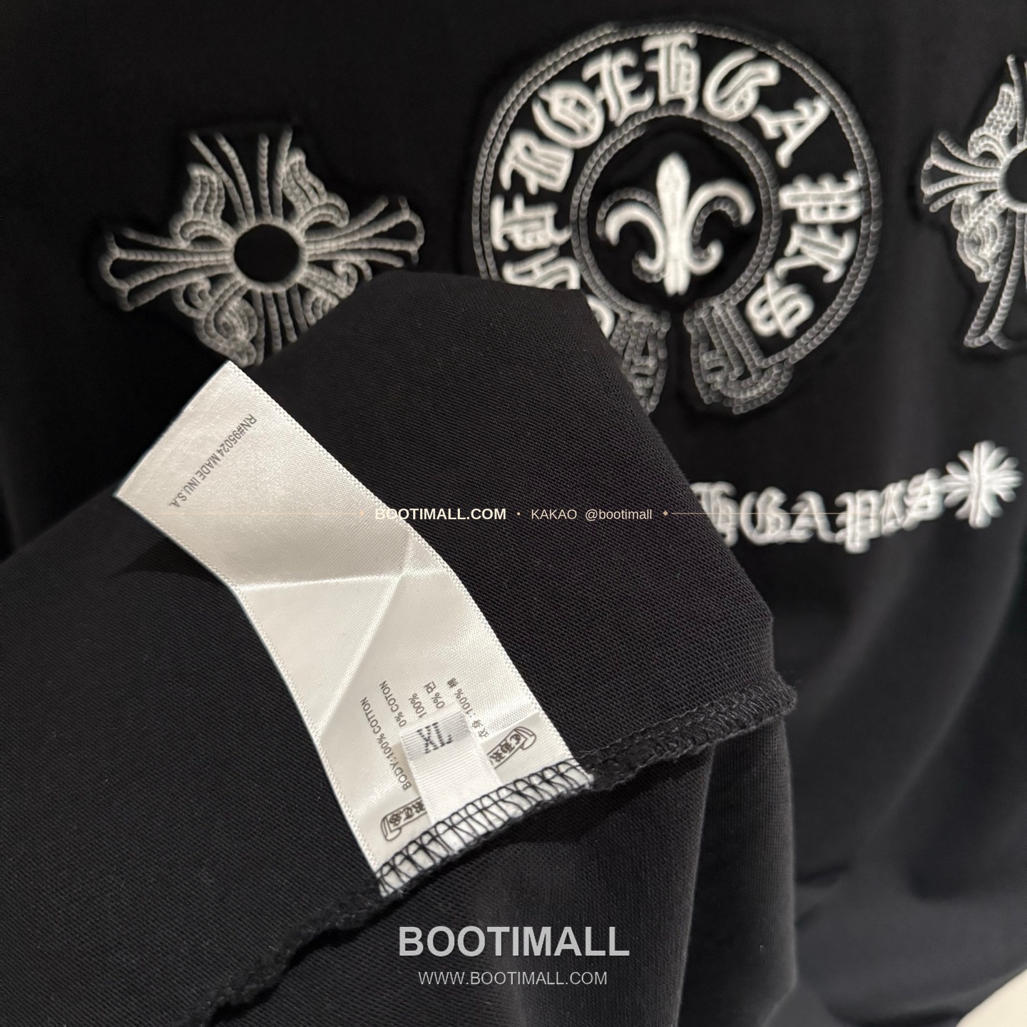 크롬하츠 2026SS 헤비코튼 자수 디스트로이드 루즈핏 블랙 반팔 티셔츠 Chrome Hearts 2026 SS Heavy Cotton Embroidered Distressed Loose Fit Black T-Shirt K216 8