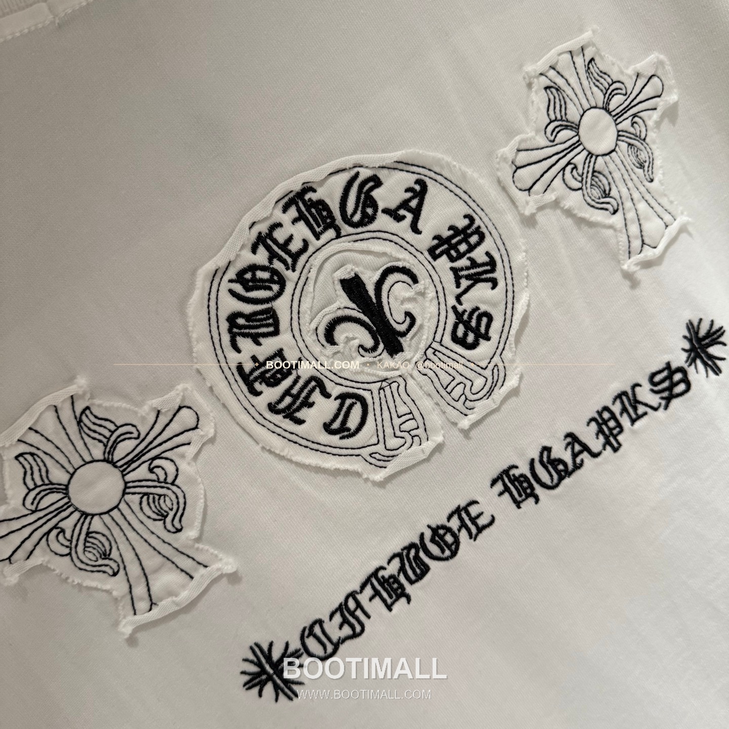 크롬하츠 2026SS 헤비코튼 자수 디스트로이드 루즈핏 블랙 반팔 티셔츠 Chrome Hearts 2026 SS Heavy Cotton Embroidered Distressed Loose Fit Black T-Shirt K216 7