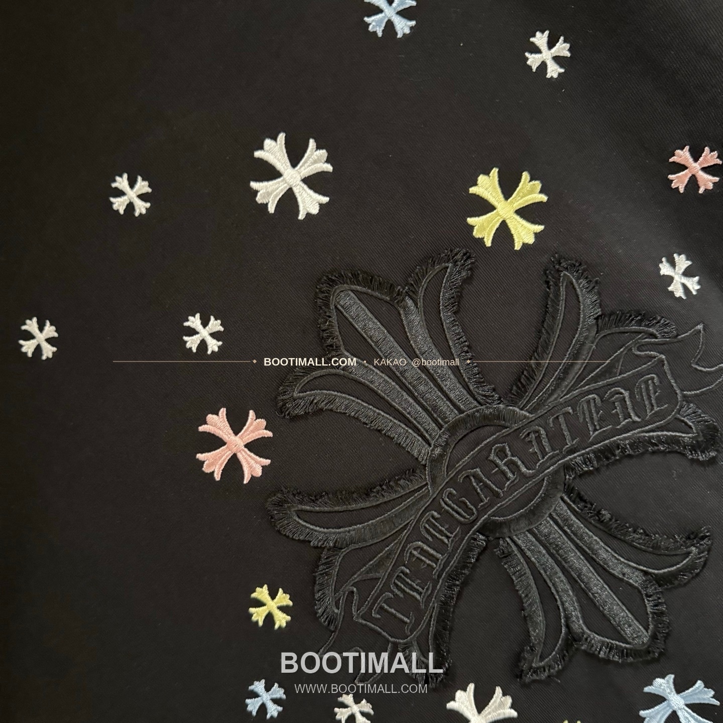 크롬하츠 2026SS 헤비코튼 자수 디스트로이드 루즈핏 블랙 반팔 티셔츠 Chrome Hearts 2026 SS Heavy Cotton Embroidered Distressed Loose Fit Black T-Shirt K192 7