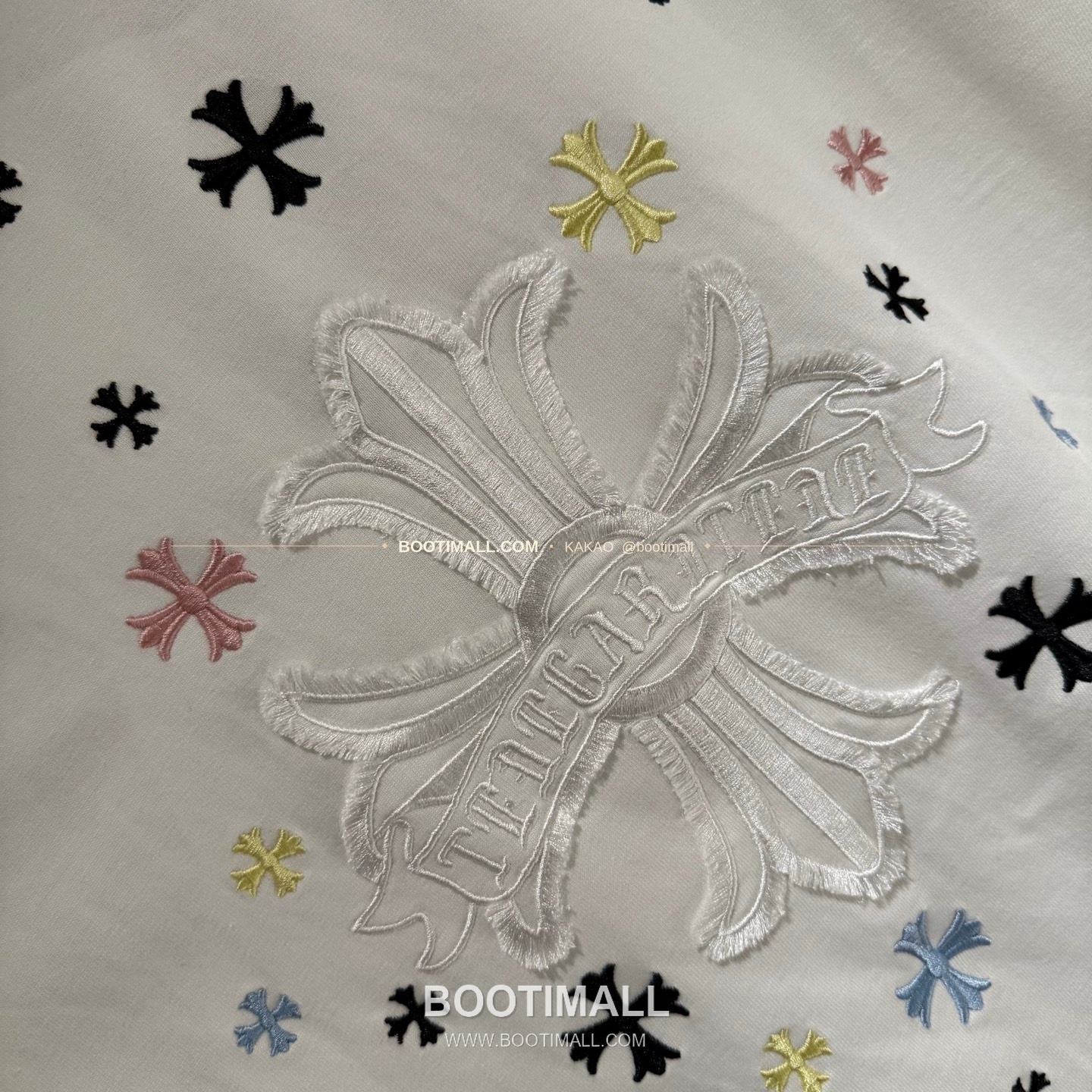 크롬하츠 2026SS 헤비코튼 자수 디스트로이드 루즈핏 블랙 반팔 티셔츠 Chrome Hearts 2026 SS Heavy Cotton Embroidered Distressed Loose Fit Black T-Shirt K192 7