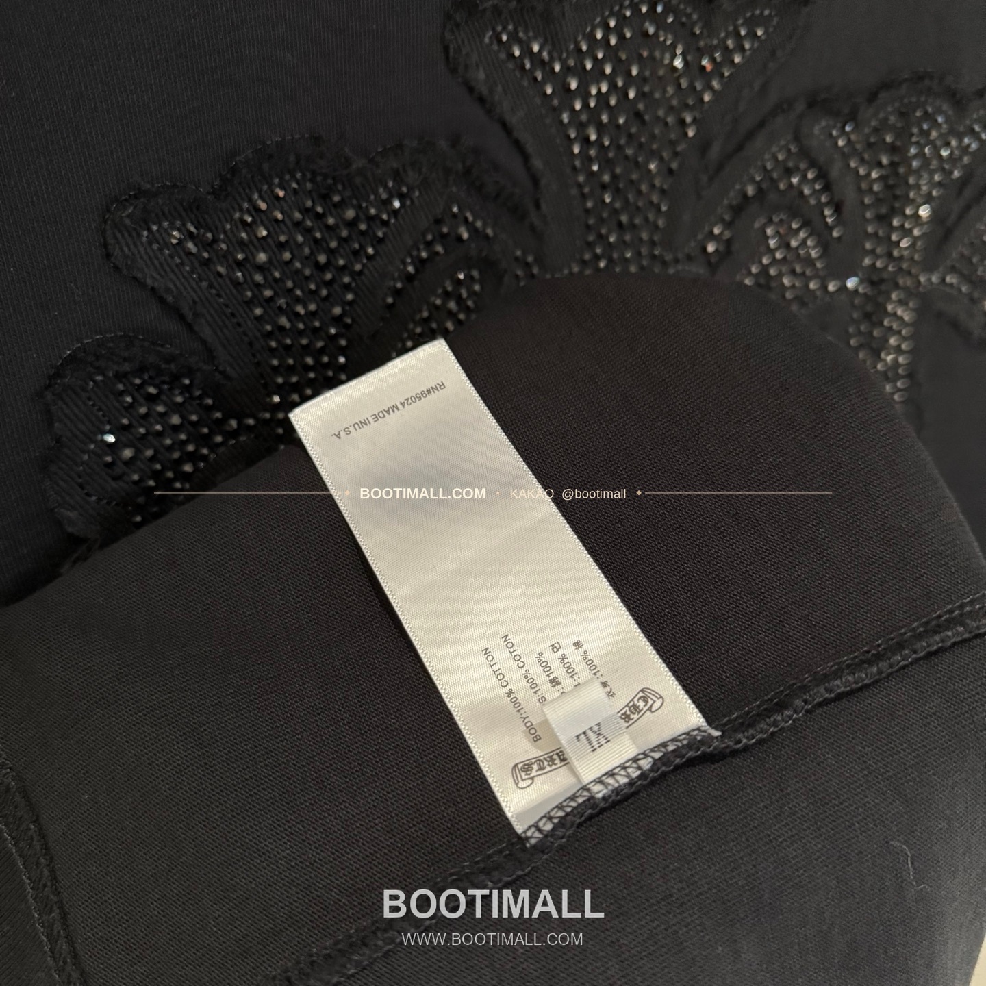 크롬하츠 2026SS 헤비코튼 핫픽스 자수 아플리케 루즈핏 블랙 반팔 티셔츠 Chrome Hearts 2026 SS Heavy Cotton Hotfix Embroidered Applique Loose Fit Black T-Shirt K207 8