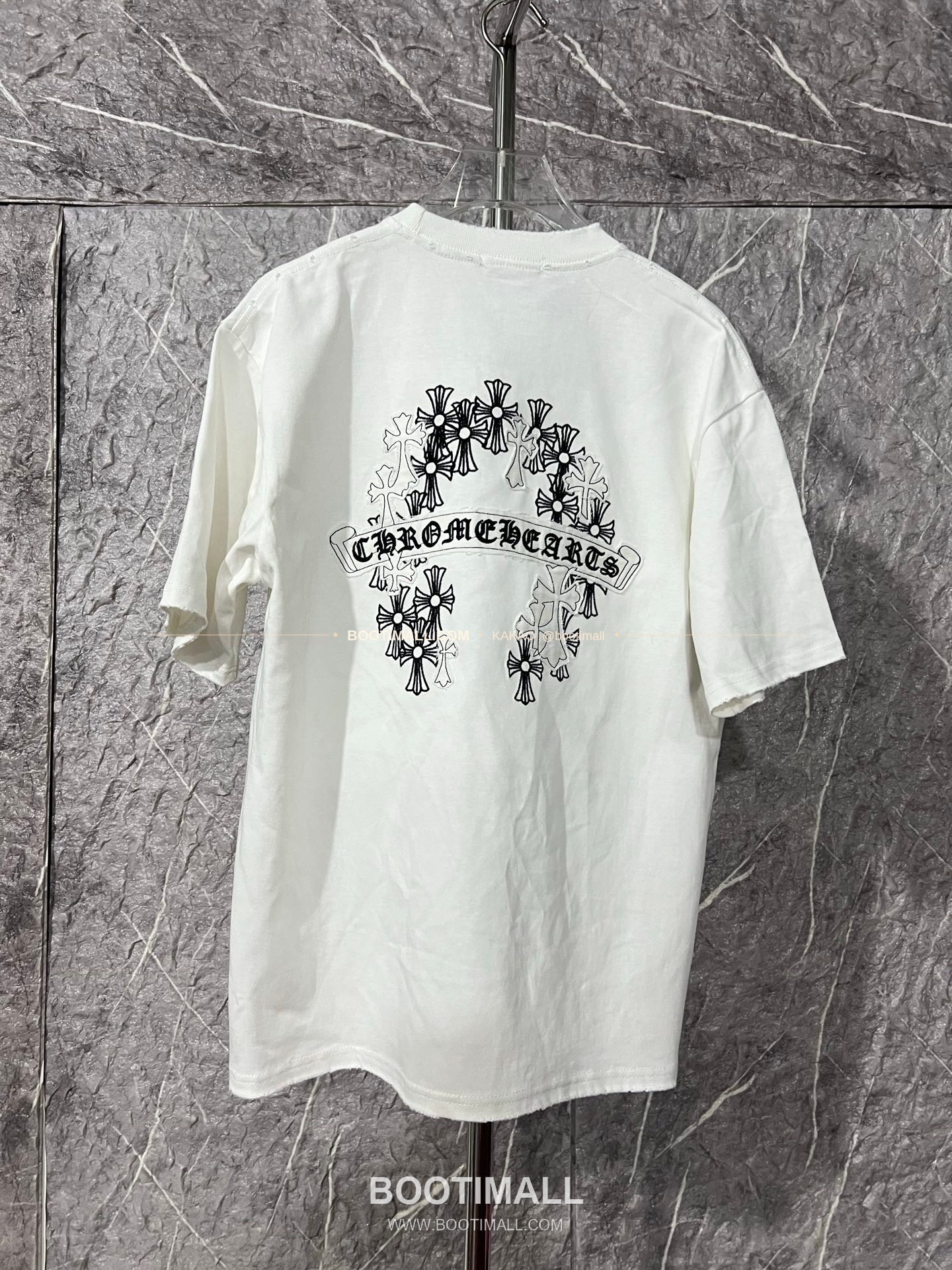 크롬하츠 헤비코튼 자수 디스트로이드 루즈핏 블랙 반팔 티셔츠 Chrome Hearts Heavy Cotton Embroidered Distressed Loose Fit Black T-Shirt CH006 6