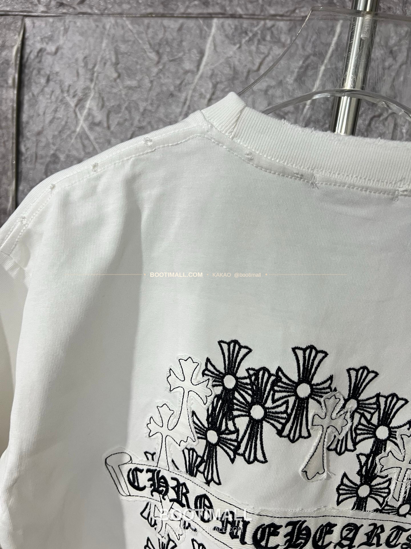 크롬하츠 헤비코튼 자수 디스트로이드 루즈핏 블랙 반팔 티셔츠 Chrome Hearts Heavy Cotton Embroidered Distressed Loose Fit Black T-Shirt CH006 7