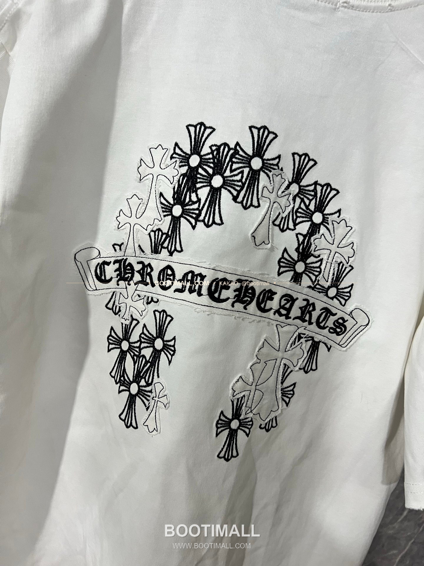 크롬하츠 헤비코튼 자수 디스트로이드 루즈핏 블랙 반팔 티셔츠 Chrome Hearts Heavy Cotton Embroidered Distressed Loose Fit Black T-Shirt CH006 8