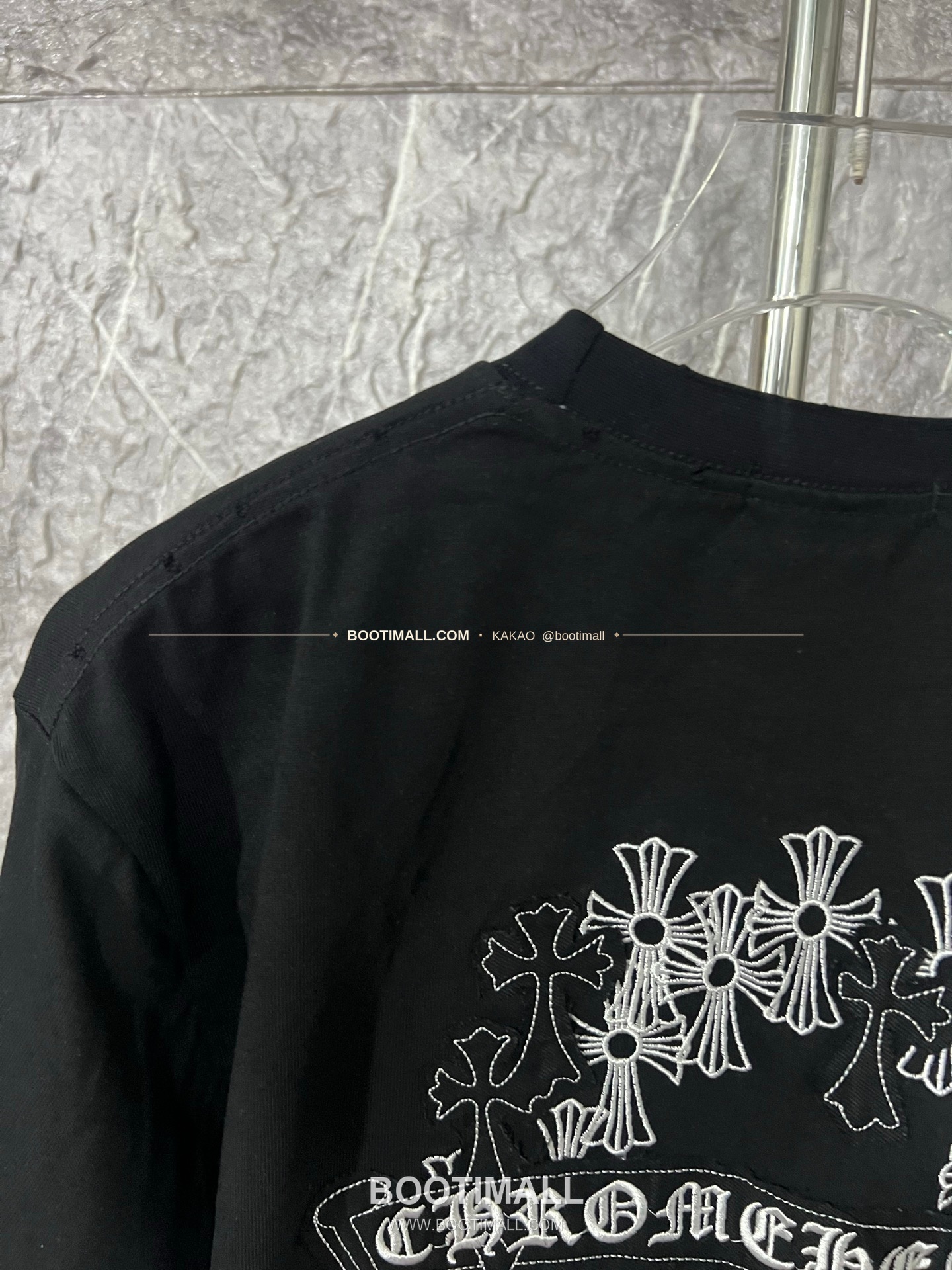 크롬하츠 헤비코튼 자수 디스트로이드 루즈핏 블랙 반팔 티셔츠 Chrome Hearts Heavy Cotton Embroidered Distressed Loose Fit Black T-Shirt CH006 8