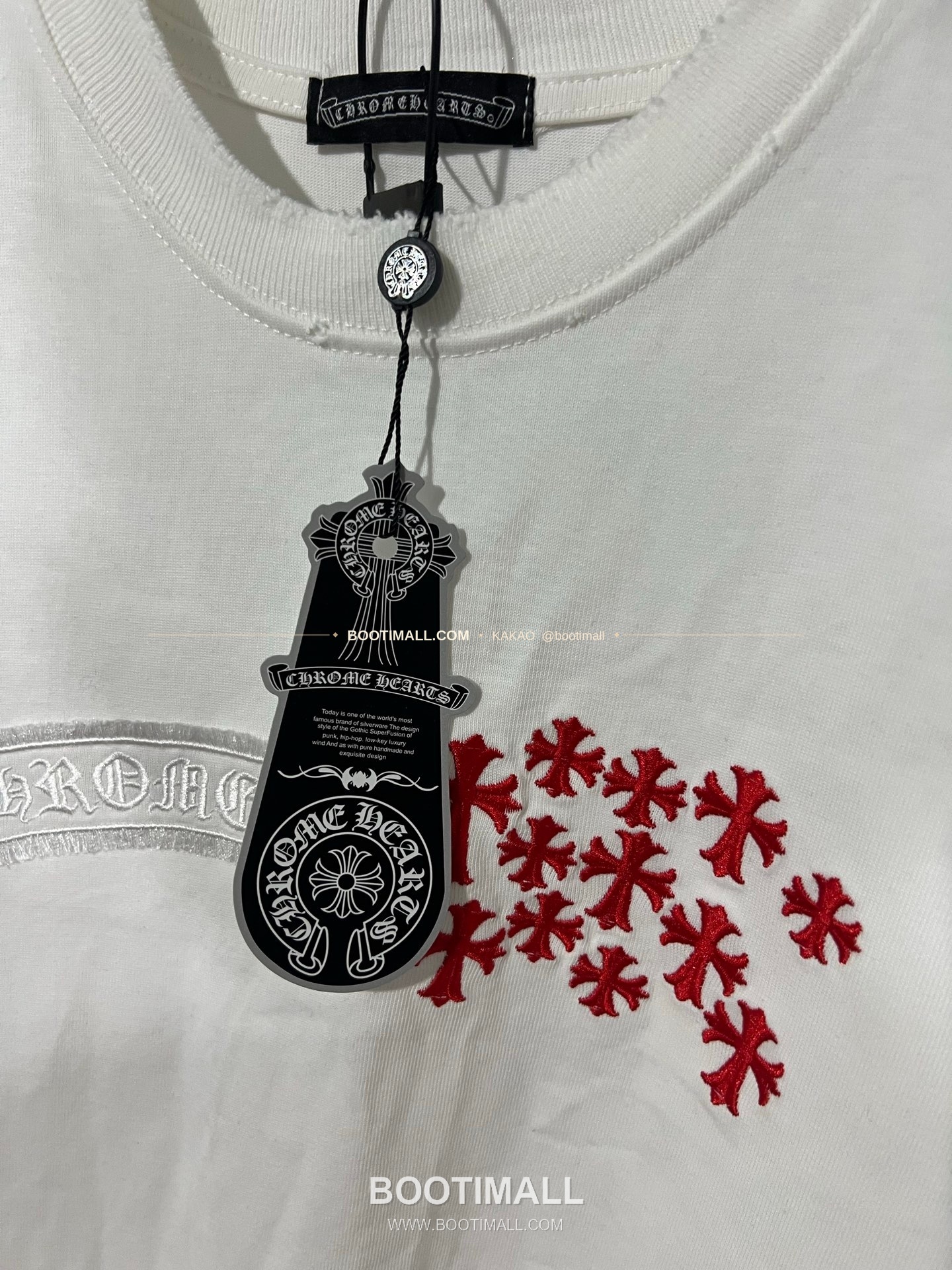 크롬하츠 헤비코튼 자수 디스트로이드 루즈핏 블랙 반팔 티셔츠 Chrome Hearts Heavy Cotton Embroidered Distressed Loose Fit Black T-Shirt CH005 4