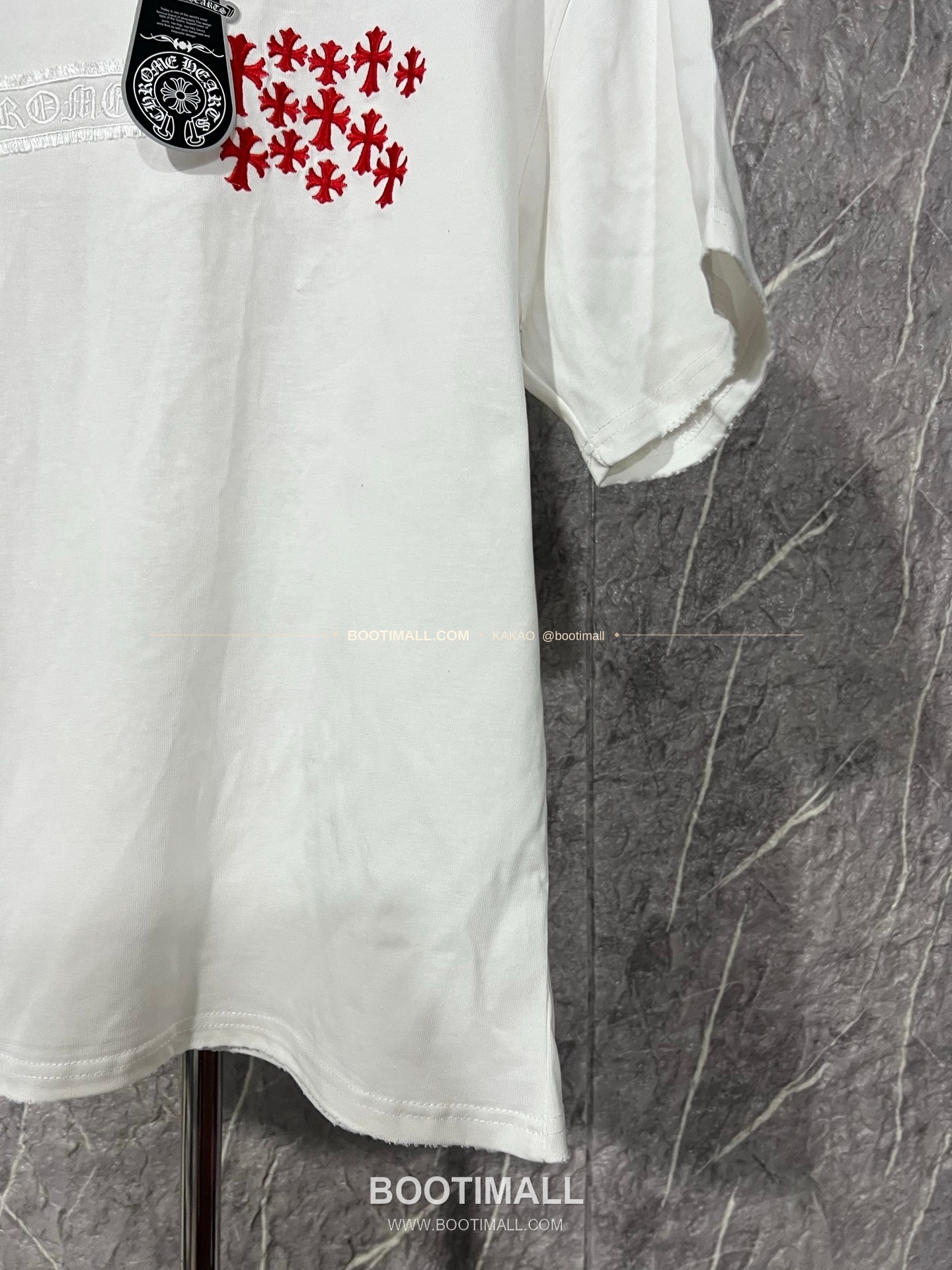 크롬하츠 헤비코튼 자수 디스트로이드 루즈핏 블랙 반팔 티셔츠 Chrome Hearts Heavy Cotton Embroidered Distressed Loose Fit Black T-Shirt CH005 5