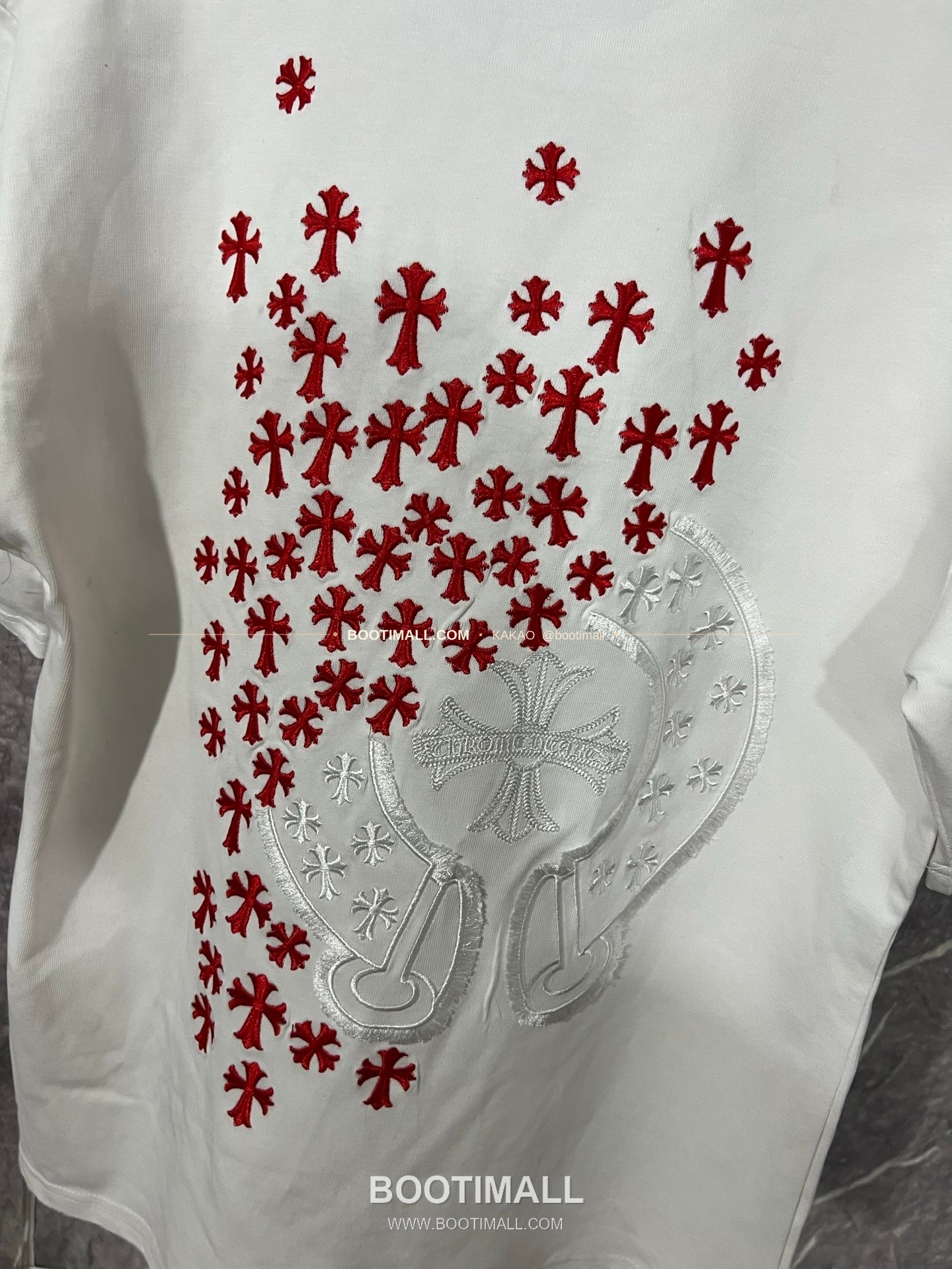 크롬하츠 헤비코튼 자수 디스트로이드 루즈핏 블랙 반팔 티셔츠 Chrome Hearts Heavy Cotton Embroidered Distressed Loose Fit Black T-Shirt CH005 8