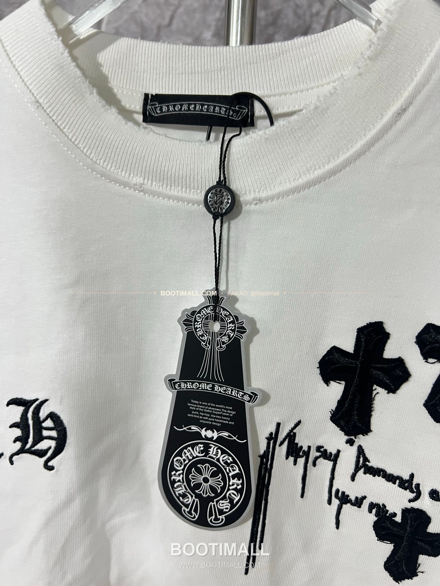 크롬하츠 헤비코튼 자수 디스트로이드 루즈핏 블랙 반팔 티셔츠 Chrome Hearts Heavy Cotton Embroidered Distressed Loose Fit Black T-Shirt CH002 6