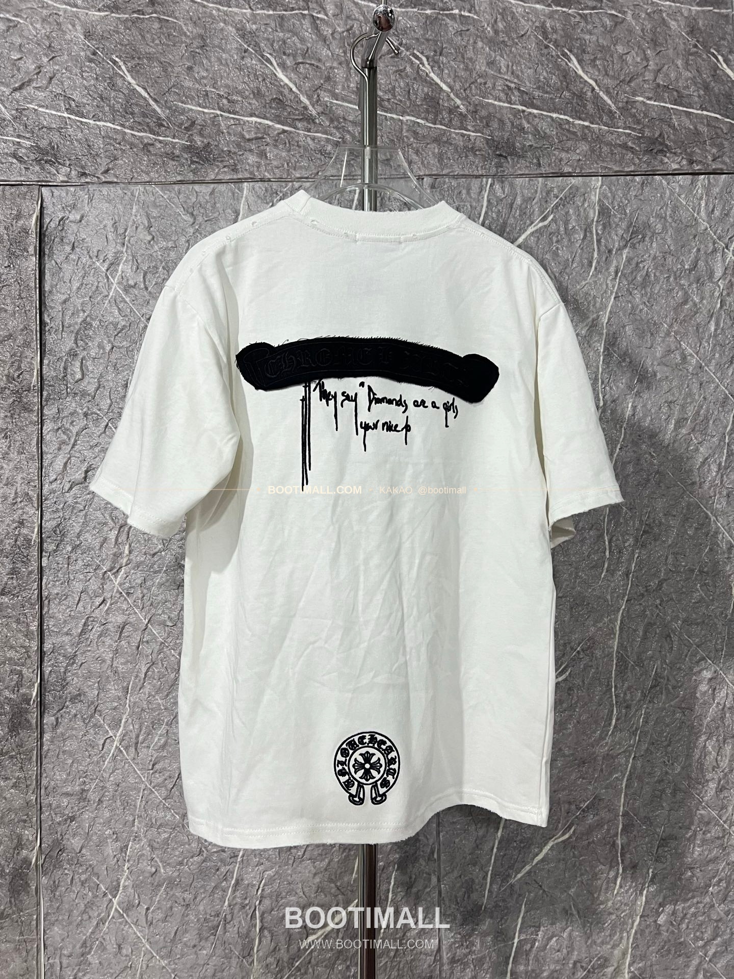 크롬하츠 헤비코튼 자수 디스트로이드 루즈핏 블랙 반팔 티셔츠 Chrome Hearts Heavy Cotton Embroidered Distressed Loose Fit Black T-Shirt CH002 7