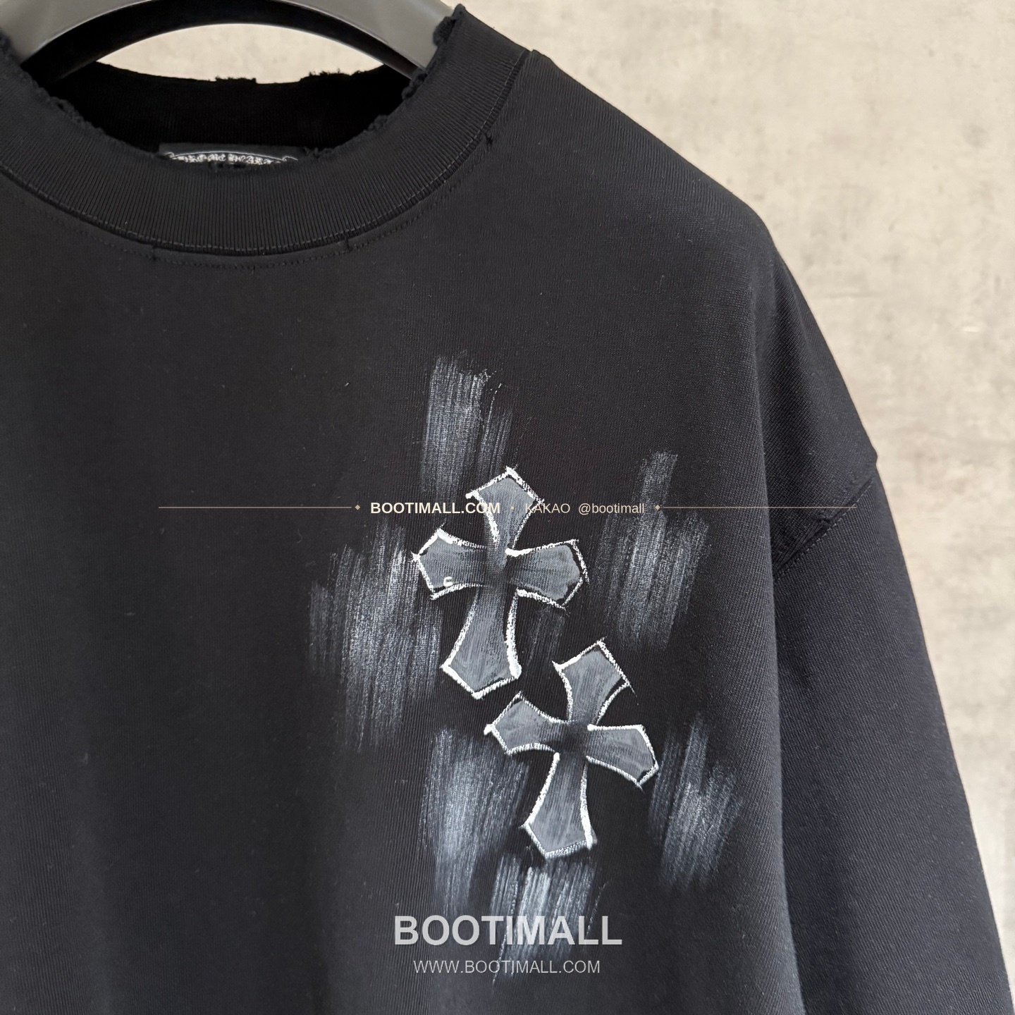 크롬하츠 2026SS 헤비코튼 핸드페인팅 디스트로이드 루즈핏 블랙 반팔 티셔츠 Chrome Hearts 2026 SS Heavy Cotton Hand Painted Distressed Loose Fit Black T-Shirt K600 5