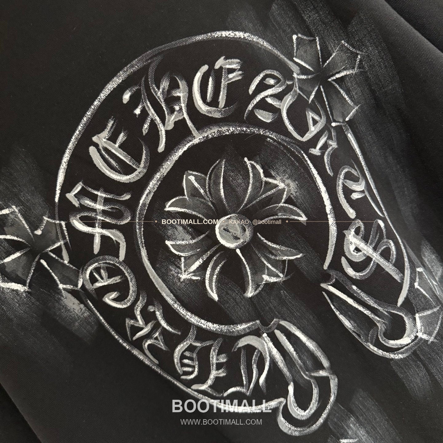 크롬하츠 2026SS 헤비코튼 핸드페인팅 디스트로이드 루즈핏 블랙 반팔 티셔츠 Chrome Hearts 2026 SS Heavy Cotton Hand Painted Distressed Loose Fit Black T-Shirt K600 7