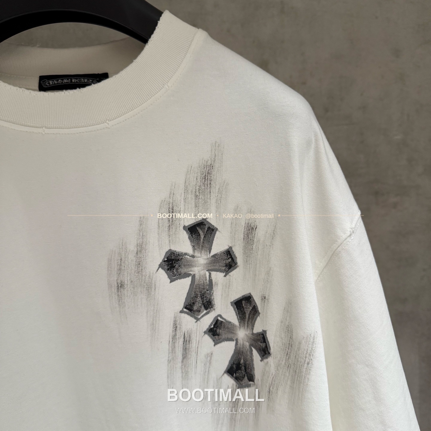 크롬하츠 2026SS 헤비코튼 핸드페인팅 디스트로이드 루즈핏 블랙 반팔 티셔츠 Chrome Hearts 2026 SS Heavy Cotton Hand Painted Distressed Loose Fit Black T-Shirt K600 6