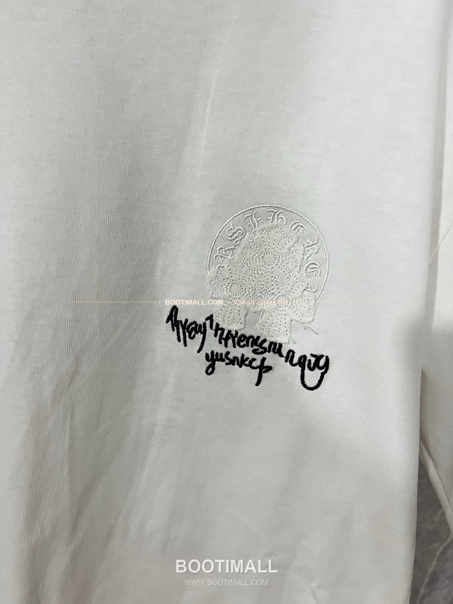 크롬하츠 헤비코튼 자수 디스트로이드 루즈핏 블랙 반팔 티셔츠 Chrome Hearts Heavy Cotton Embroidered Distressed Loose Fit Black T-Shirt CH001 2