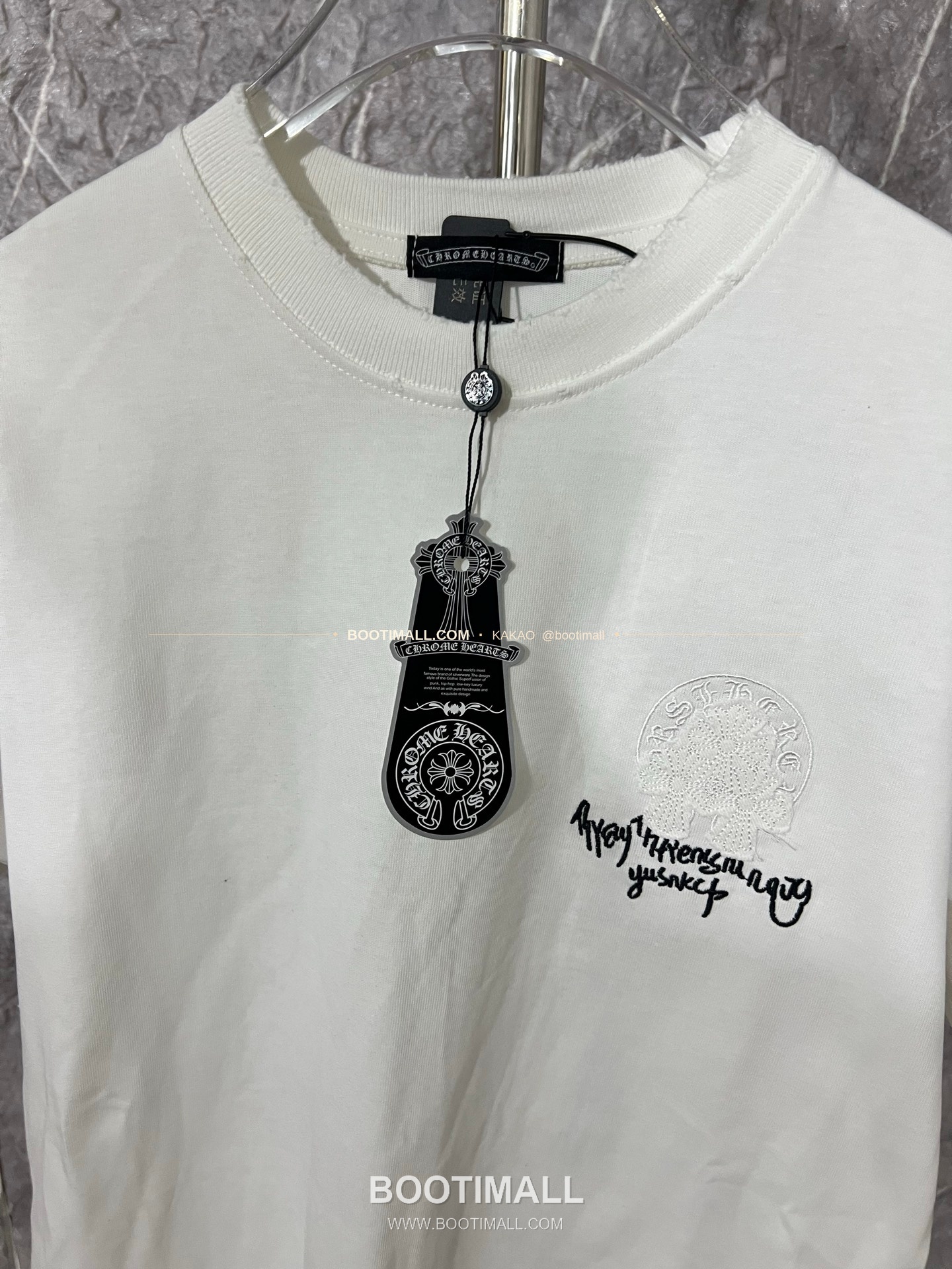 크롬하츠 헤비코튼 자수 디스트로이드 루즈핏 블랙 반팔 티셔츠 Chrome Hearts Heavy Cotton Embroidered Distressed Loose Fit Black T-Shirt CH001 4