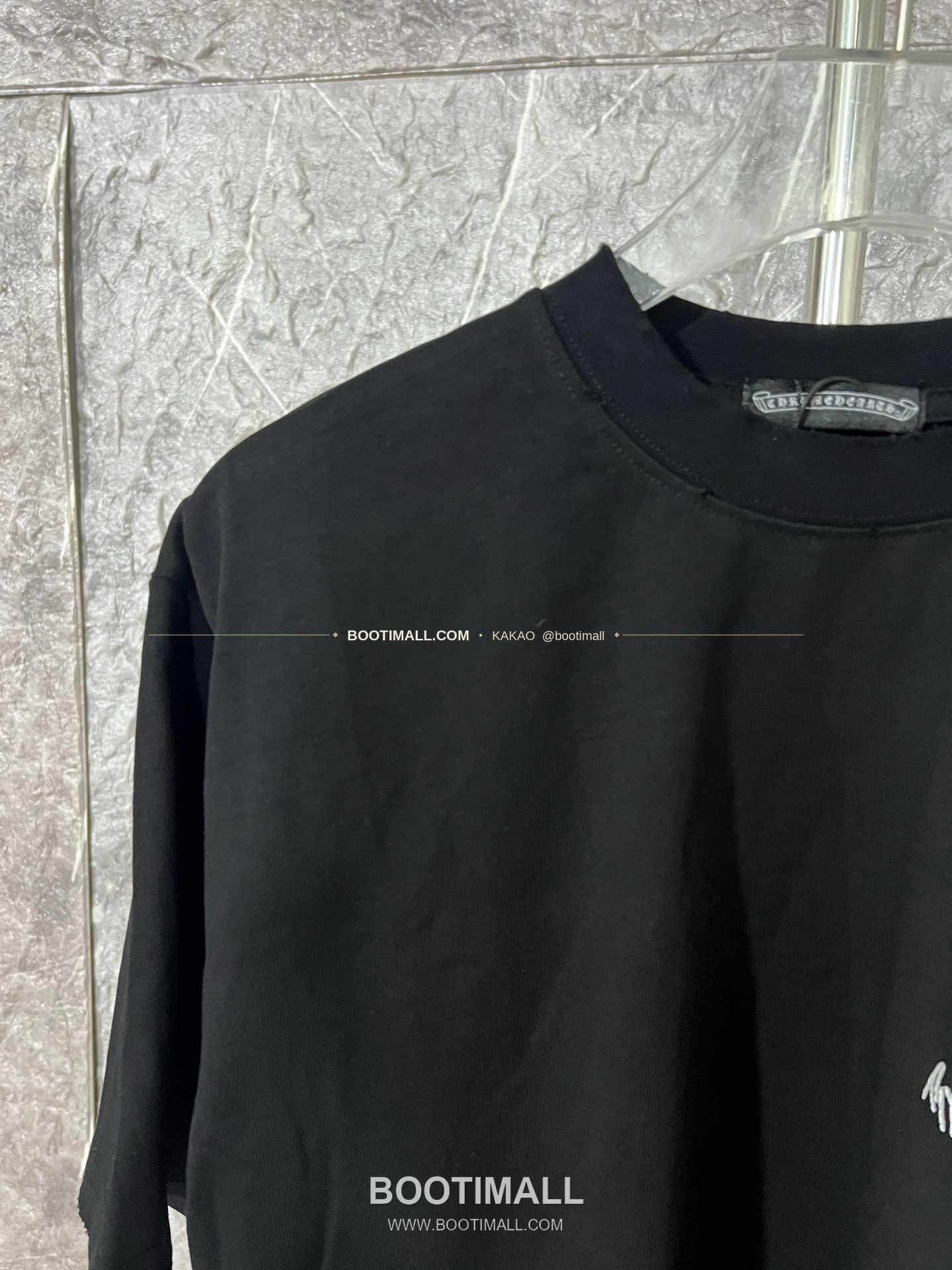 크롬하츠 헤비코튼 자수 디스트로이드 루즈핏 블랙 반팔 티셔츠 Chrome Hearts Heavy Cotton Embroidered Distressed Loose Fit Black T-Shirt CH001 2