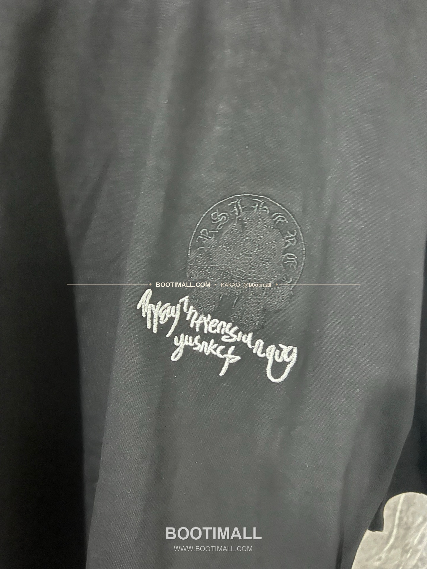 크롬하츠 헤비코튼 자수 디스트로이드 루즈핏 블랙 반팔 티셔츠 Chrome Hearts Heavy Cotton Embroidered Distressed Loose Fit Black T-Shirt CH001 3