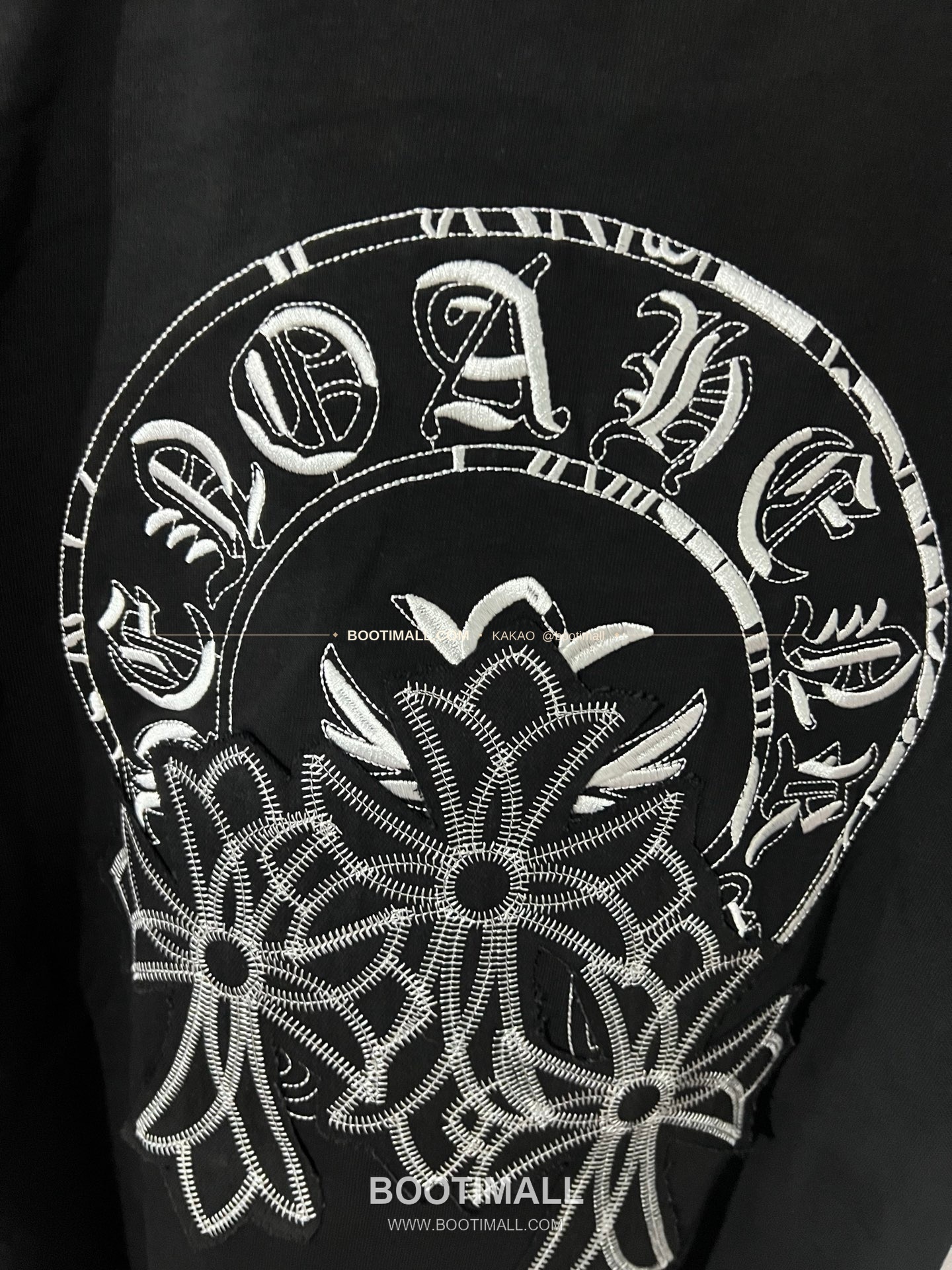 크롬하츠 헤비코튼 자수 디스트로이드 루즈핏 블랙 반팔 티셔츠 Chrome Hearts Heavy Cotton Embroidered Distressed Loose Fit Black T-Shirt CH007 8