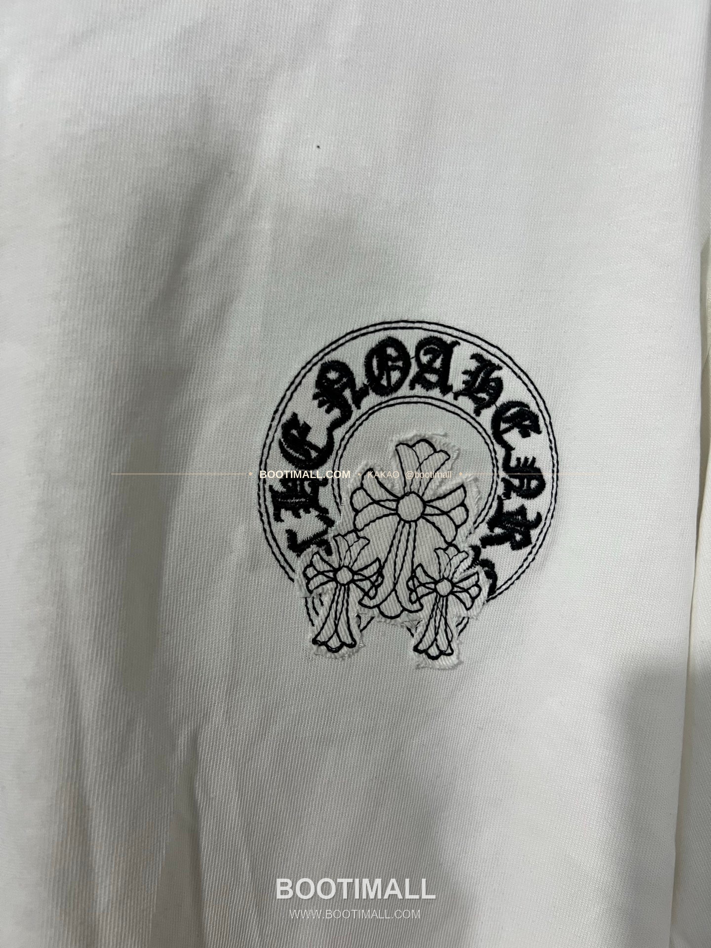 크롬하츠 헤비코튼 자수 디스트로이드 루즈핏 블랙 반팔 티셔츠 Chrome Hearts Heavy Cotton Embroidered Distressed Loose Fit Black T-Shirt CH007 3