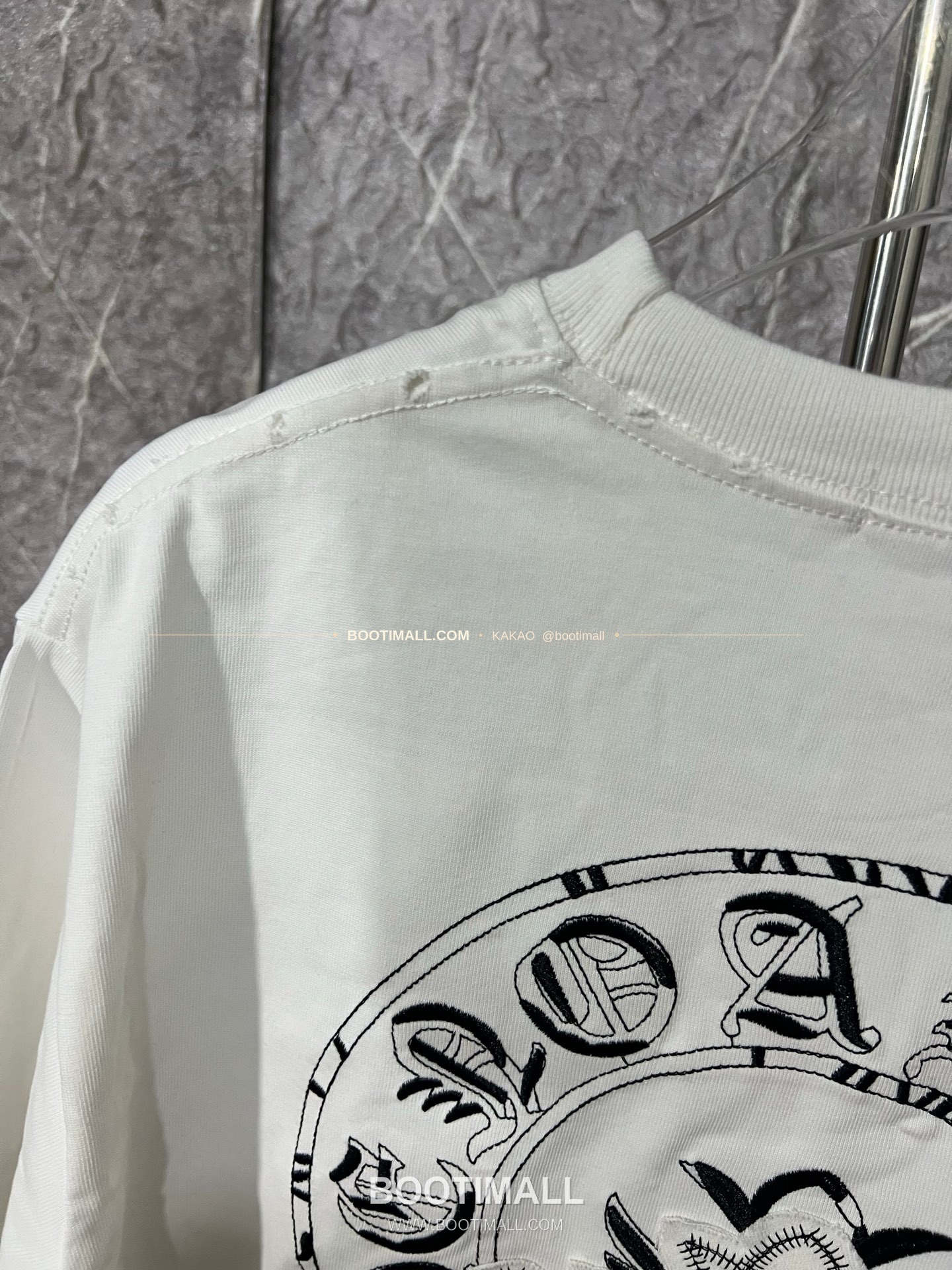 크롬하츠 헤비코튼 자수 디스트로이드 루즈핏 블랙 반팔 티셔츠 Chrome Hearts Heavy Cotton Embroidered Distressed Loose Fit Black T-Shirt CH007 8