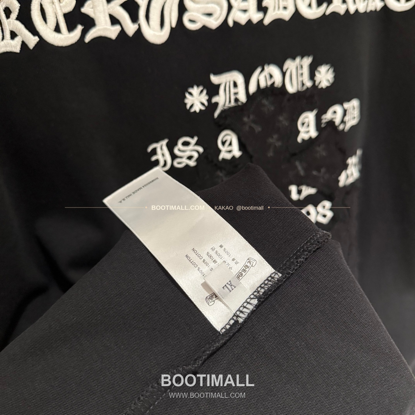 크롬하츠 2026SS 헤비코튼 자수 디스트로이드 루즈핏 블랙 반팔 티셔츠 Chrome Hearts 2026 SS Heavy Cotton Embroidered Distressed Loose Fit Black T-Shirt K233 8