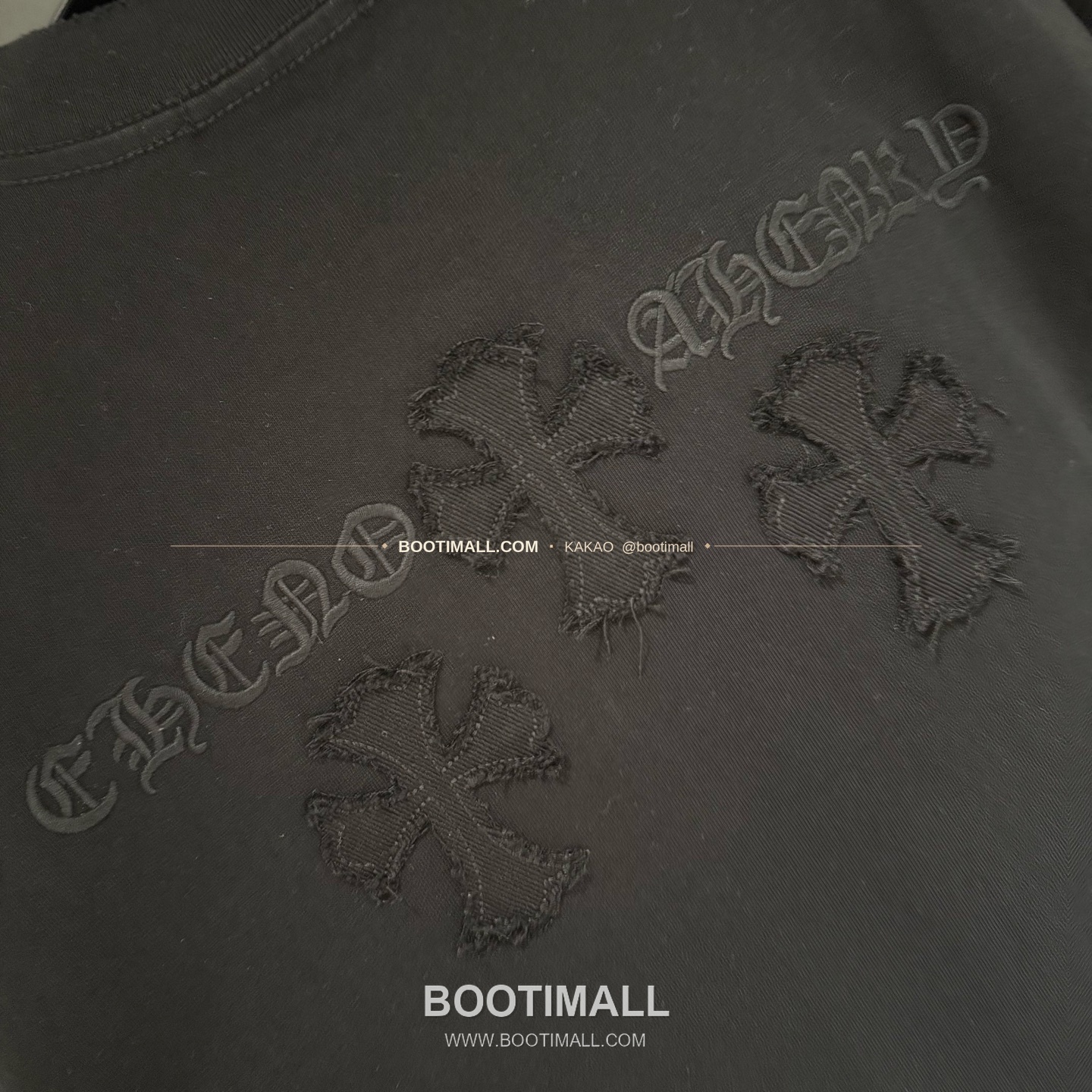 크롬하츠 2026SS 헤비코튼 자수 디스트로이드 루즈핏 블랙 반팔 티셔츠 Chrome Hearts 2026 SS Heavy Cotton Embroidered Distressed Loose Fit Black T-Shirt K229 7