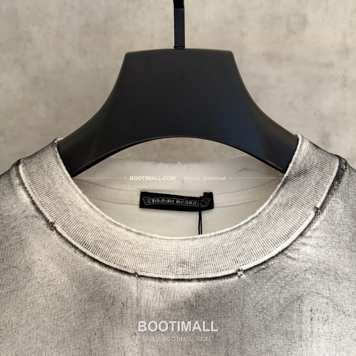 크롬하츠 2026SS 헤비코튼 자수 디스트로이드 루즈핏 블랙 반팔 티셔츠 Chrome Hearts 2026 SS Heavy Cotton Embroidered Distressed Loose Fit Black T-Shirt K229 5