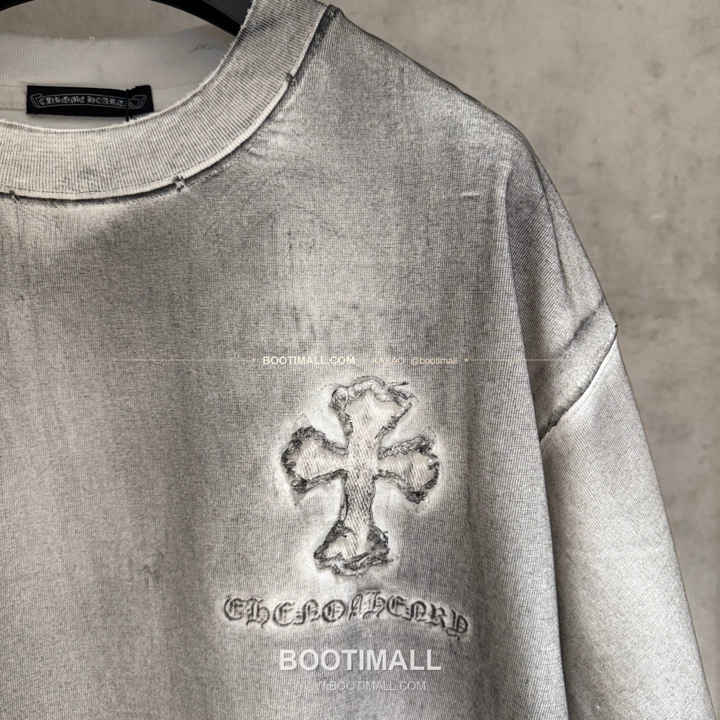 크롬하츠 2026SS 헤비코튼 자수 디스트로이드 루즈핏 블랙 반팔 티셔츠 Chrome Hearts 2026 SS Heavy Cotton Embroidered Distressed Loose Fit Black T-Shirt K229 6