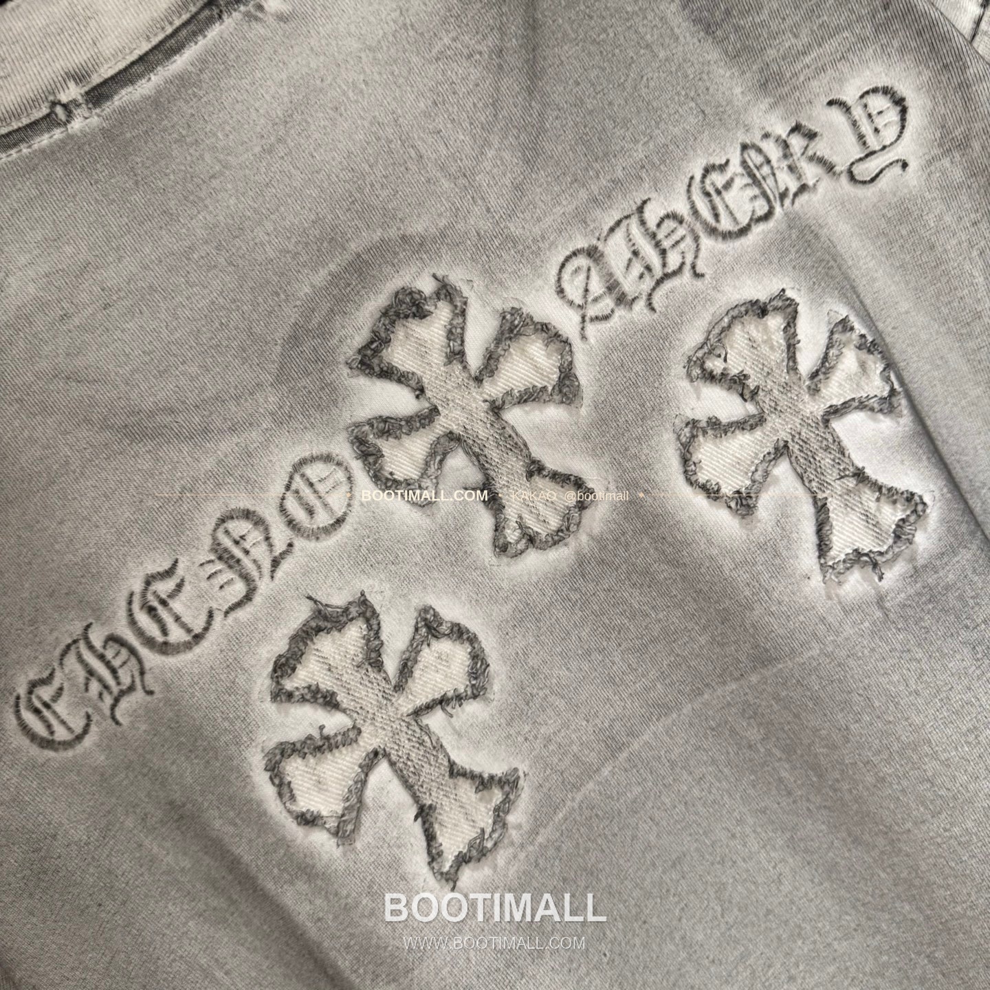 크롬하츠 2026SS 헤비코튼 자수 디스트로이드 루즈핏 블랙 반팔 티셔츠 Chrome Hearts 2026 SS Heavy Cotton Embroidered Distressed Loose Fit Black T-Shirt K229 7