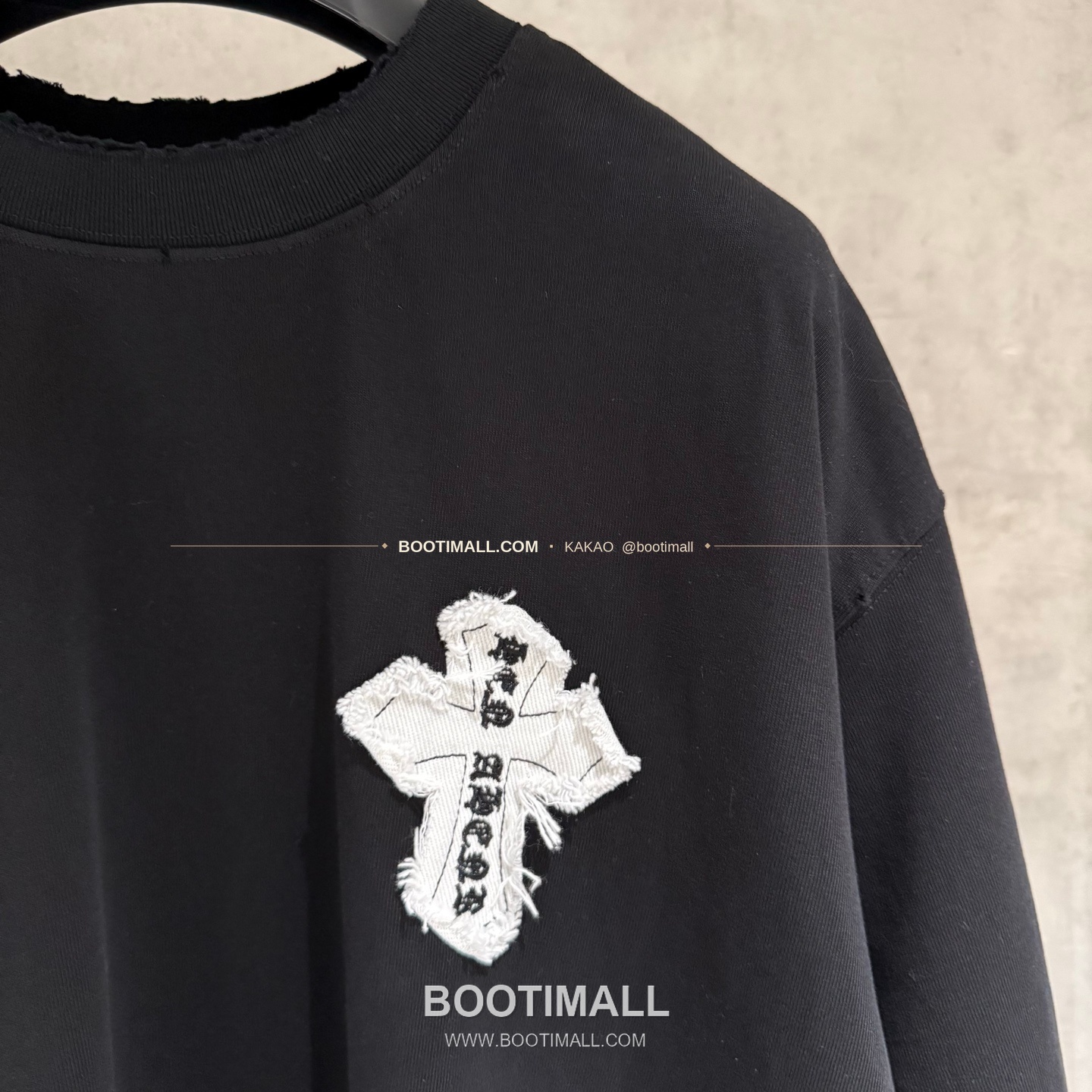 크롬하츠 2026SS 헤비코튼 자수 디스트로이드 루즈핏 블랙 반팔 티셔츠 Chrome Hearts 2026 SS Heavy Cotton Embroidered Distressed Loose Fit Black T-Shirt K194 6