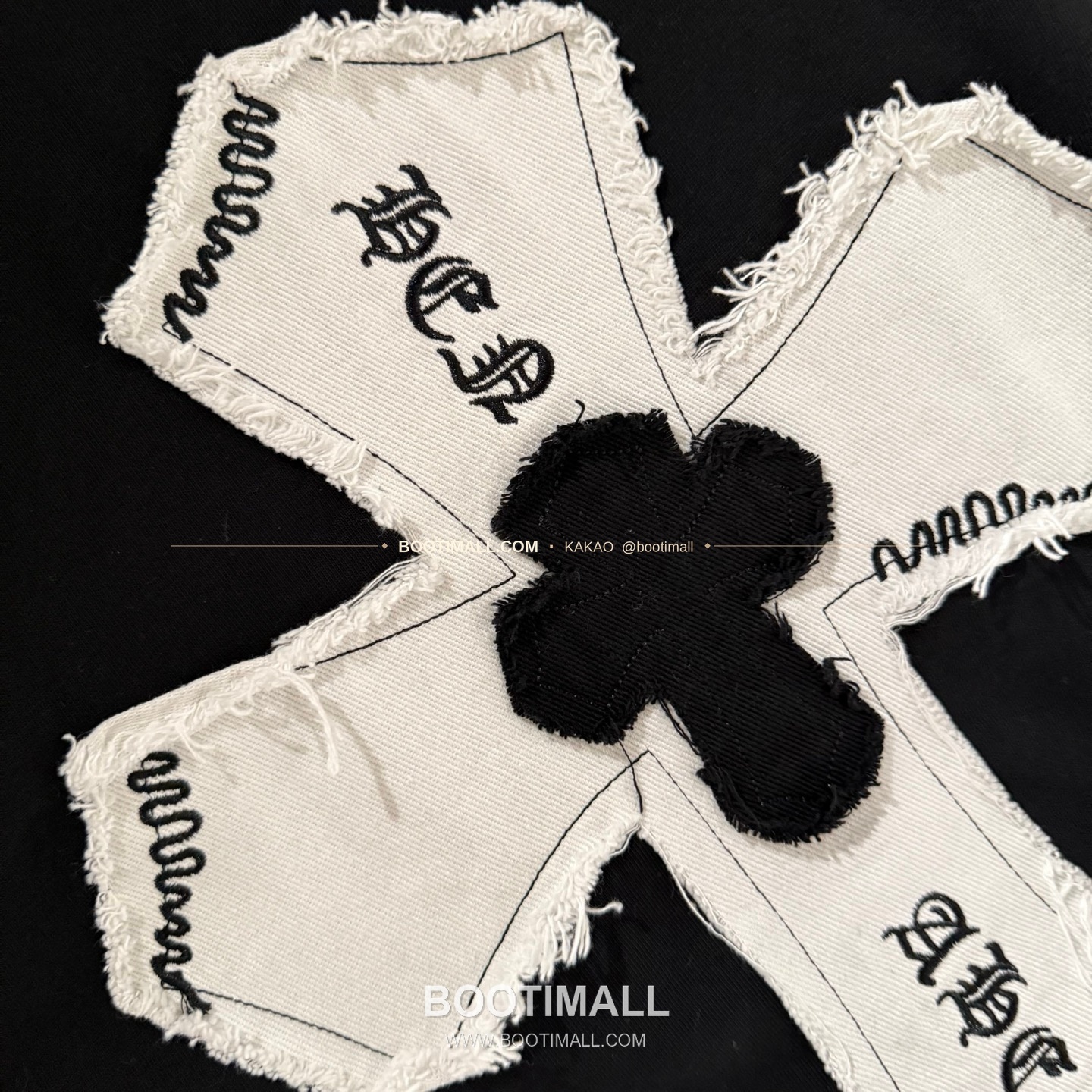 크롬하츠 2026SS 헤비코튼 자수 디스트로이드 루즈핏 블랙 반팔 티셔츠 Chrome Hearts 2026 SS Heavy Cotton Embroidered Distressed Loose Fit Black T-Shirt K194 7