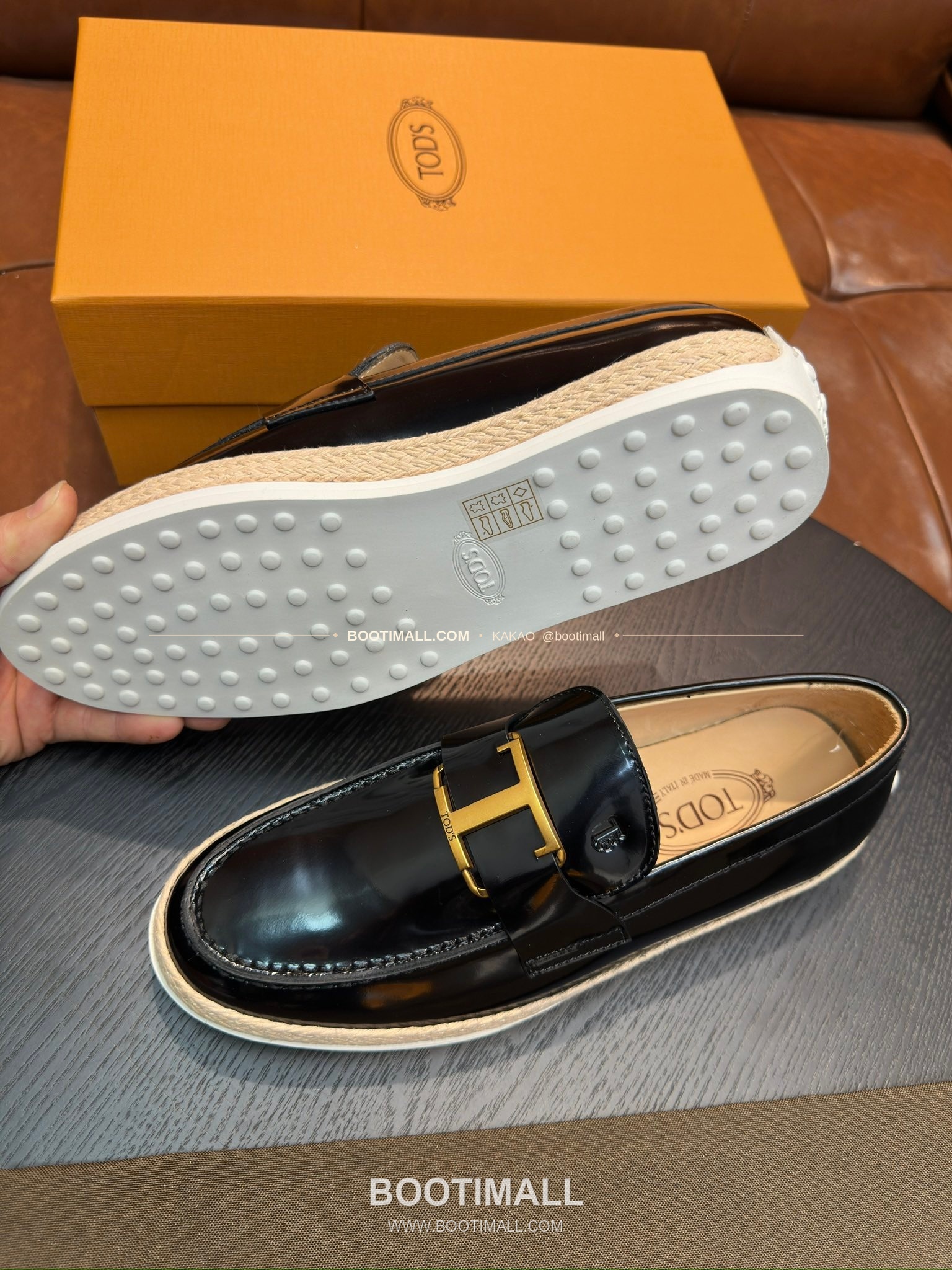 토즈 2026SS 스웨이드 로고 프린트 라피아 트림 브라운 로퍼 Tod's 2026 SS Suede Logo Print Raffia Trim Brown Loafers 5