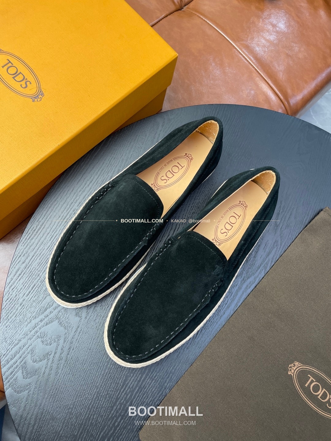 토즈 2026SS 스웨이드 로고 프린트 라피아 트림 브라운 로퍼 Tod's 2026 SS Suede Logo Print Raffia Trim Brown Loafers 6