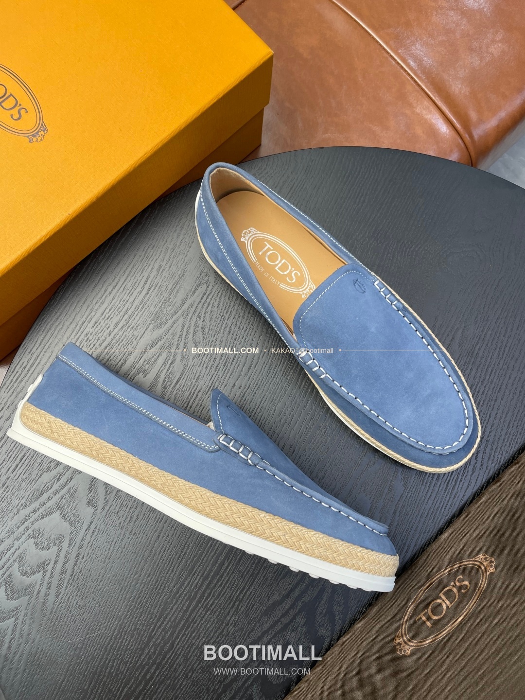 토즈 2026SS 스웨이드 로고 프린트 라피아 트림 브라운 로퍼 Tod's 2026 SS Suede Logo Print Raffia Trim Brown Loafers 5