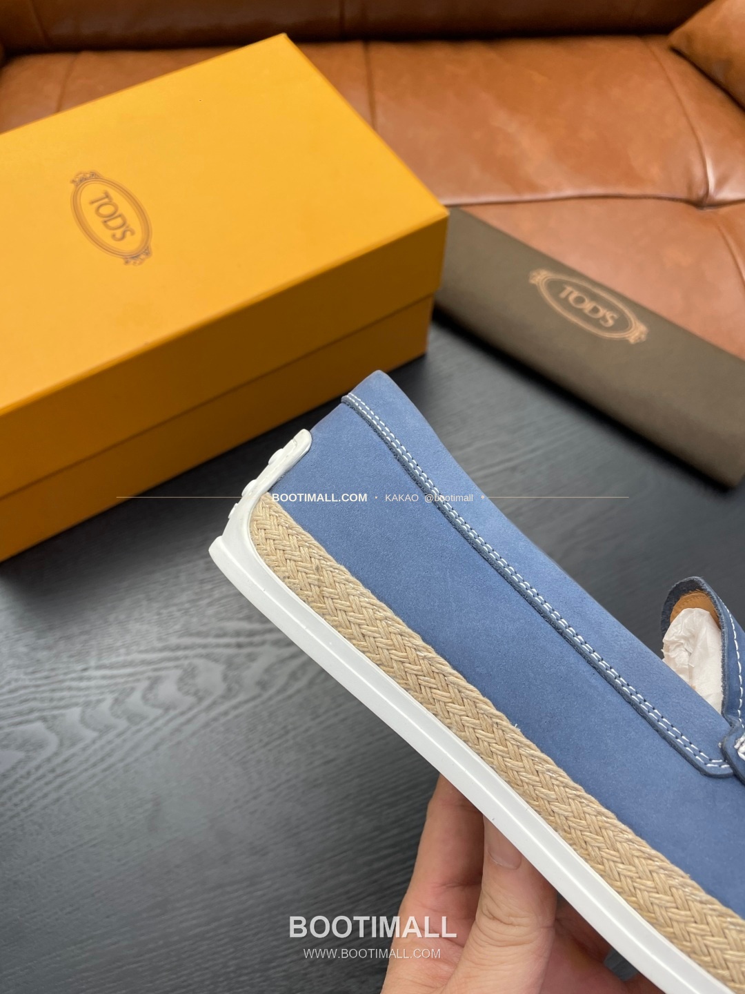 토즈 2026SS 스웨이드 로고 프린트 라피아 트림 브라운 로퍼 Tod's 2026 SS Suede Logo Print Raffia Trim Brown Loafers 7