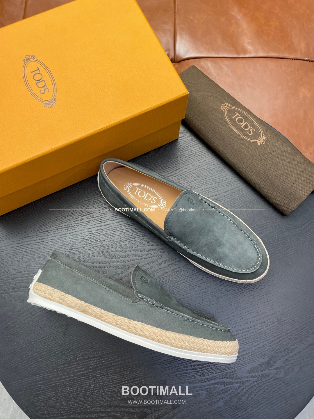 토즈 2026SS 스웨이드 로고 프린트 라피아 트림 브라운 로퍼 Tod's 2026 SS Suede Logo Print Raffia Trim Brown Loafers 6